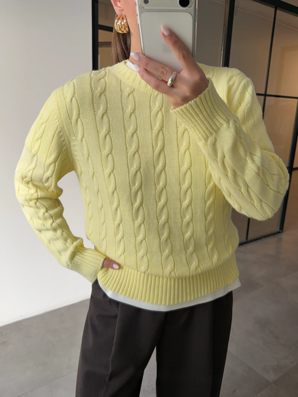 SAÇ ÖRGÜ SARI TRİKO KAZAK