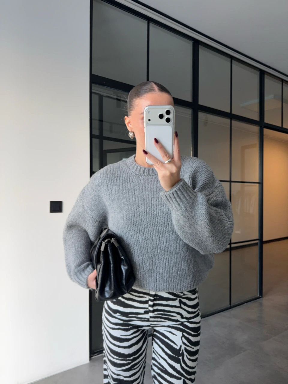 BİSİKLET YAKA KALIN ÖRGÜ GRİ KAZAK