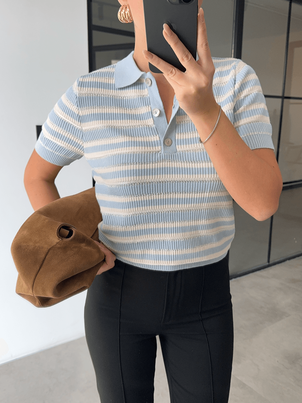 POLO YAKA MAVİ ÇİZGİLİ TRİKO
