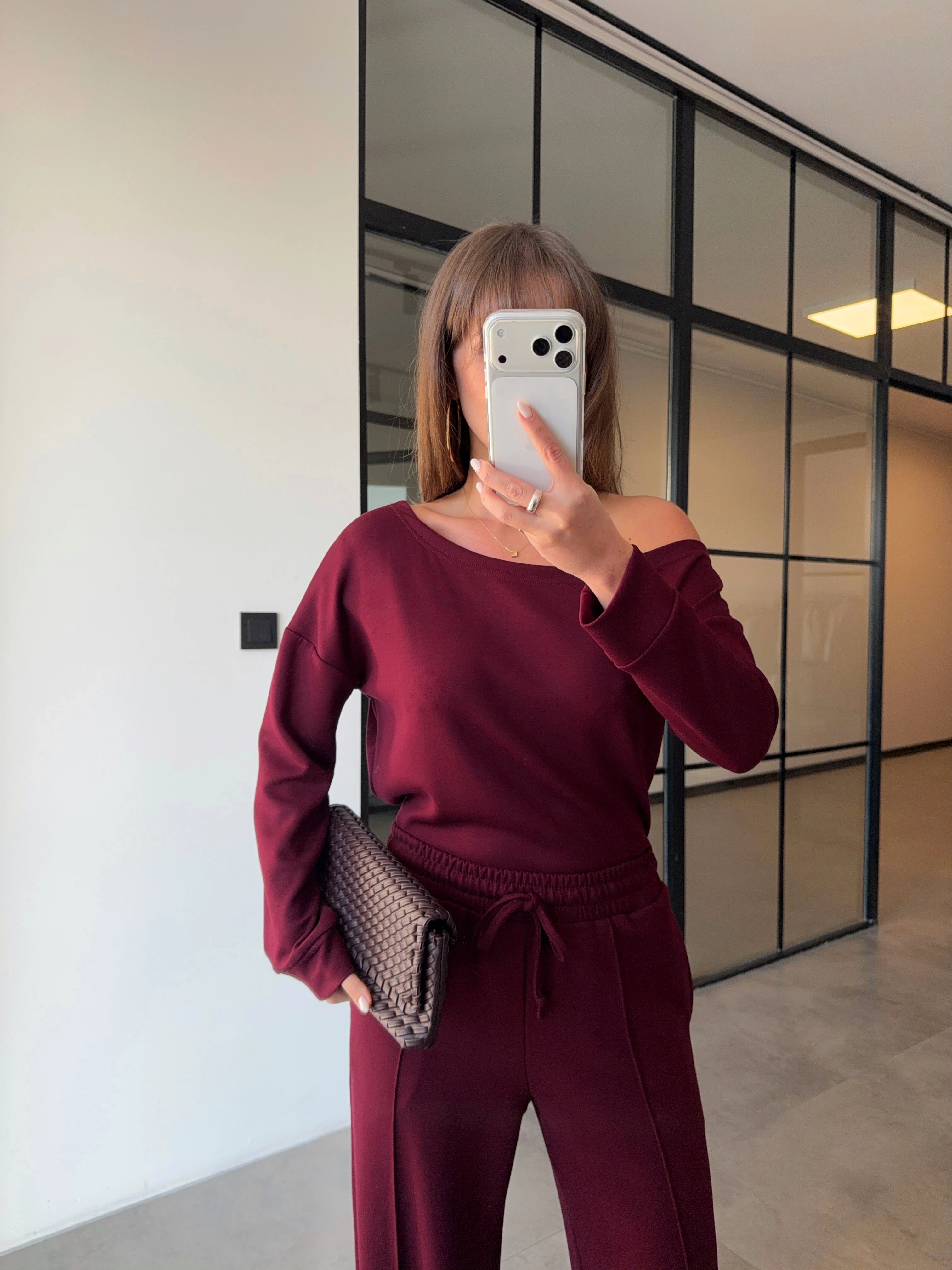 DÜŞÜK OMUZ BORDO MODAL TAKIM