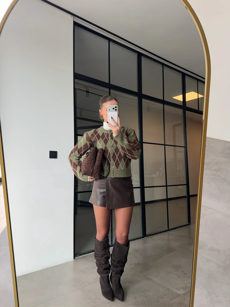 BAKLAVA DESENLİ YEŞİL-KAHVE HIRKA