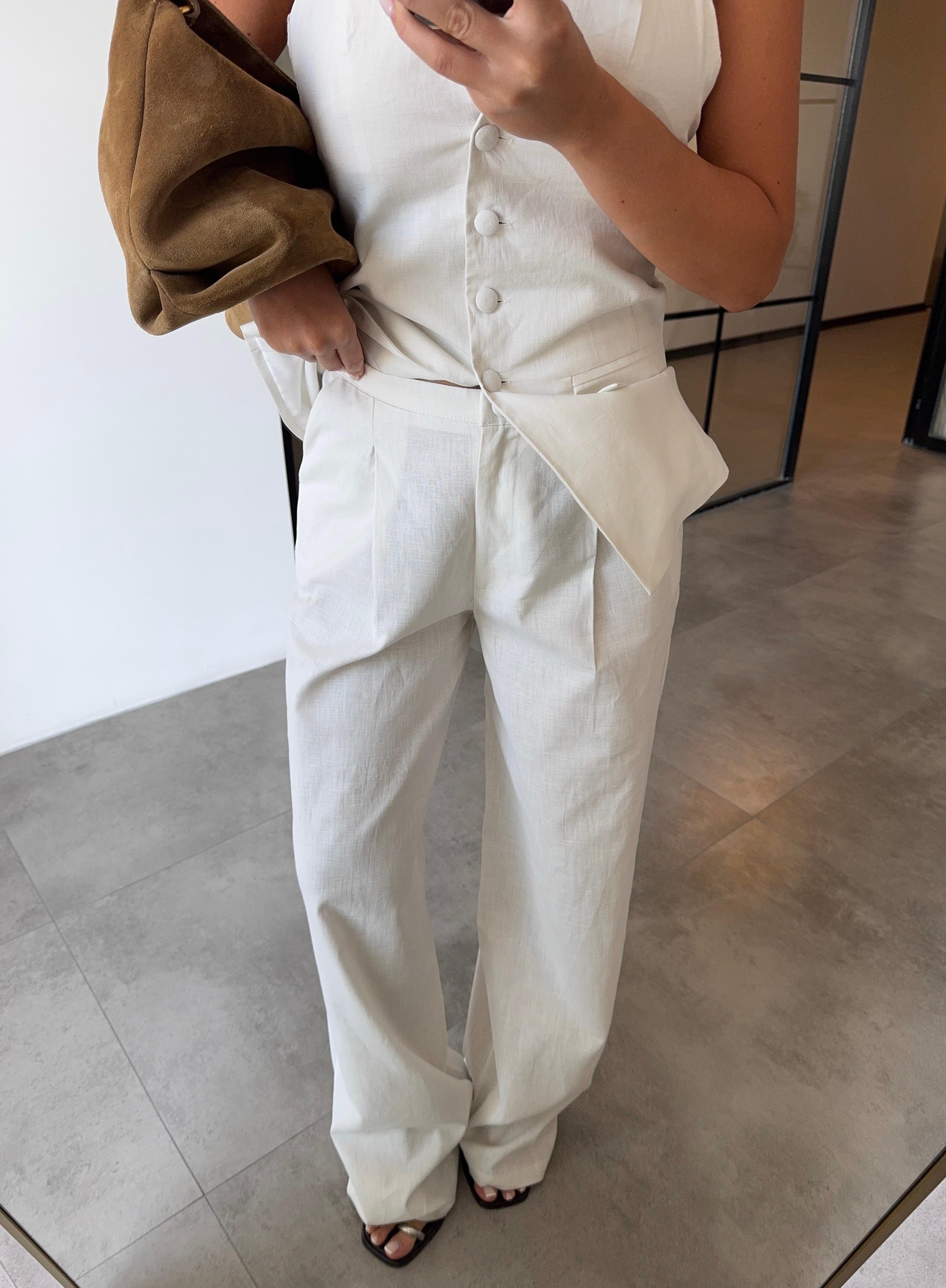 NECK-THROUGH VEST LOOSE-FITTING TROUSERS LINEN SUIT
