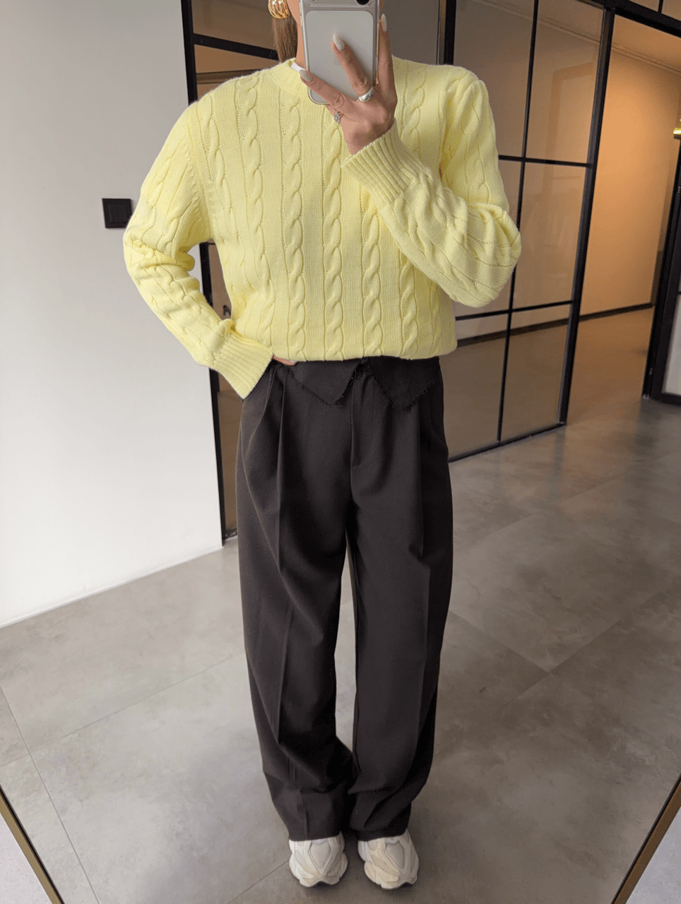 BEL DETAYLI KAHVERENGİ PALAZZO PANTOLON