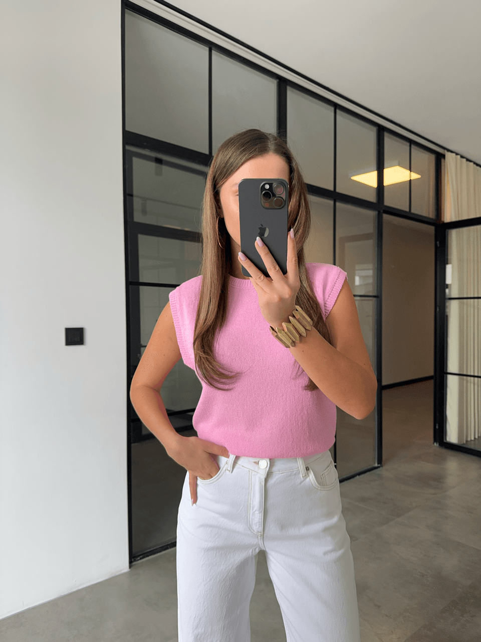 BİSİKLET YAKA PEMBE TRİKO BLUZ