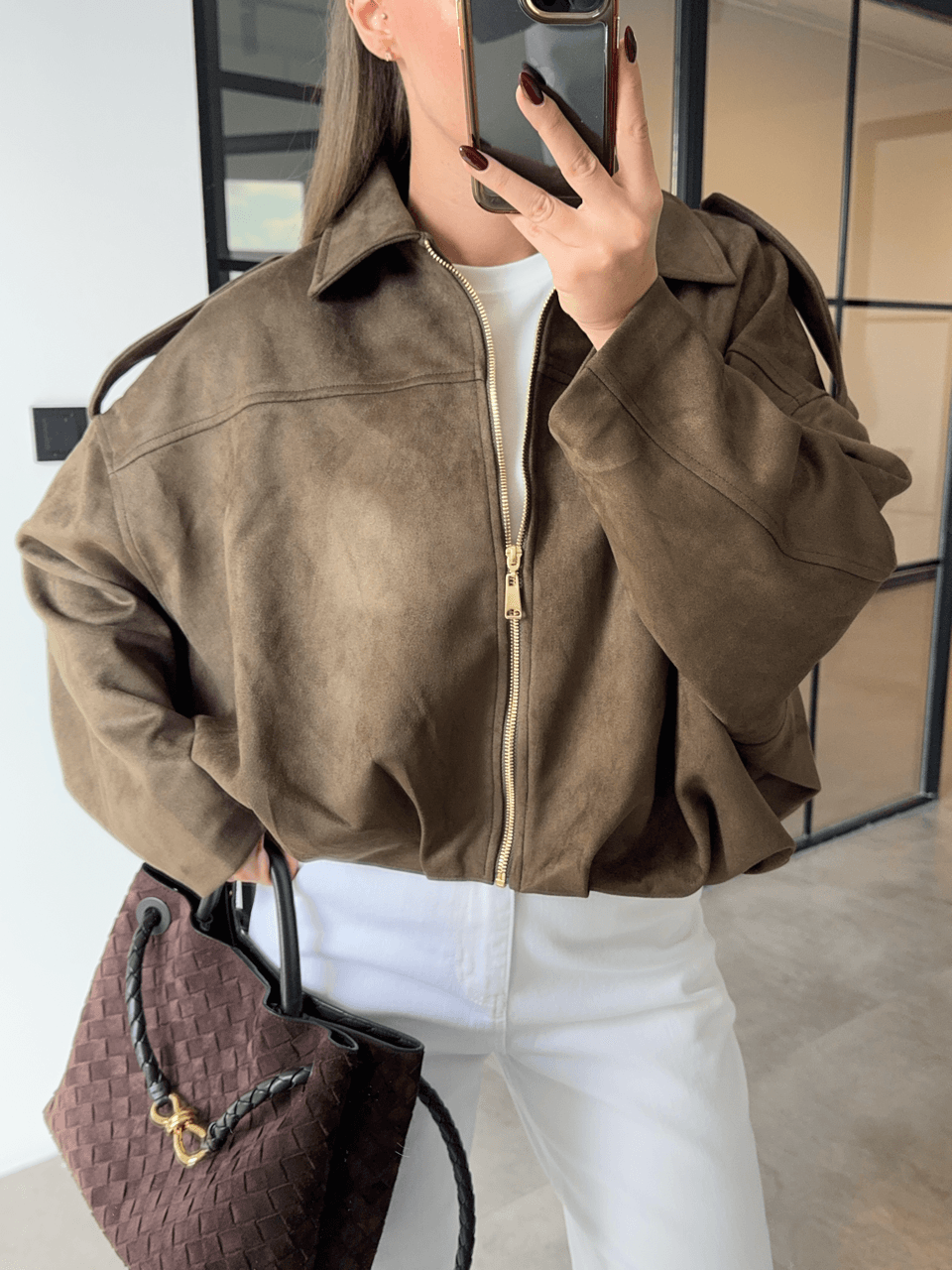 HAKİ SÜET BOMBER CEKET