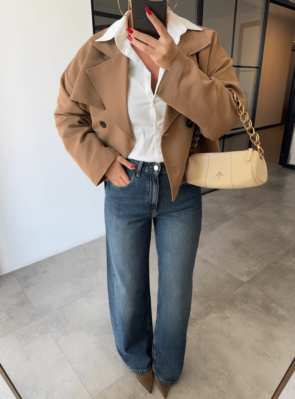 YÜKSEK BEL SLOUCHY KOYU MAVİ JEAN