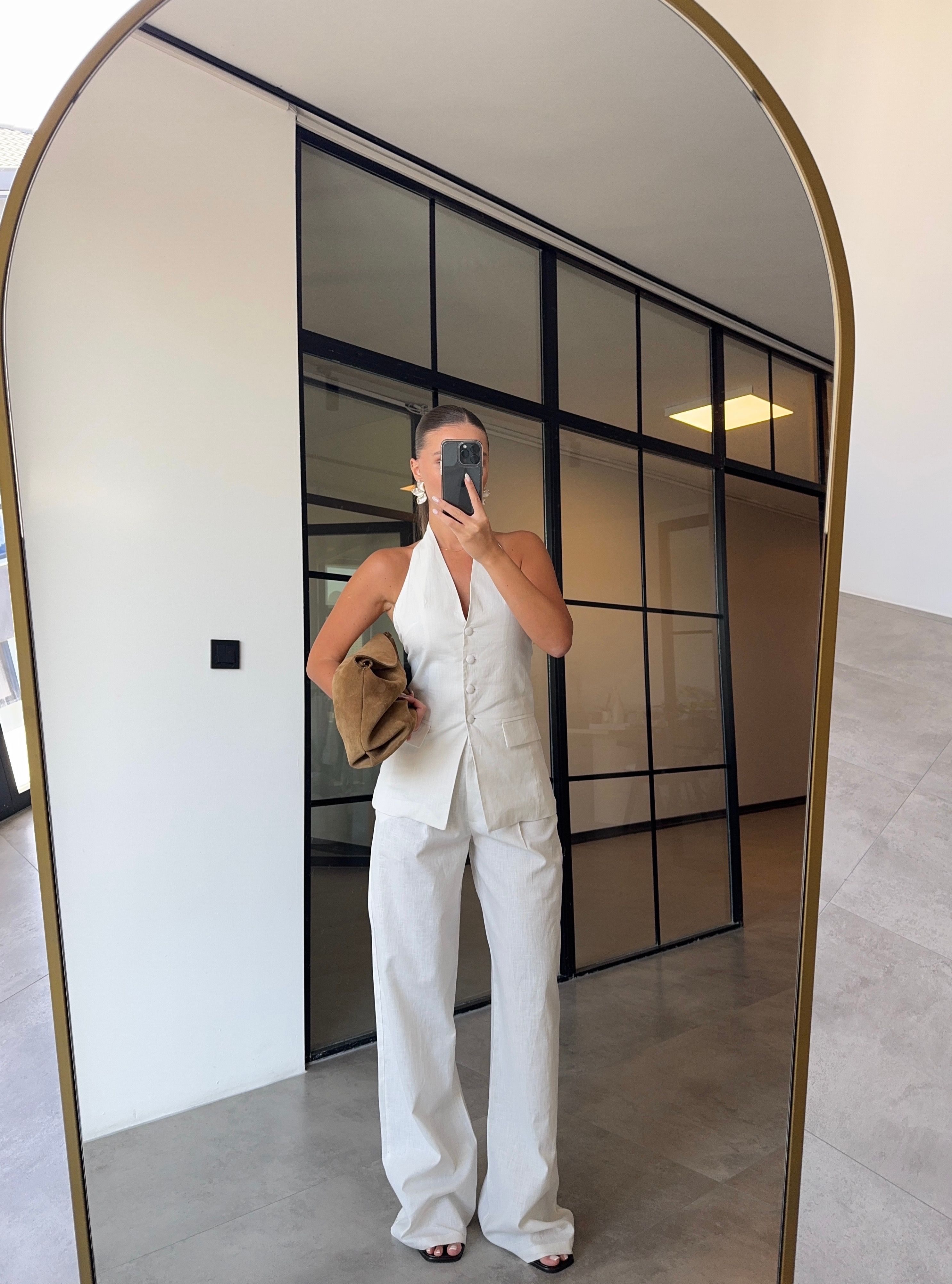 NECK-THROUGH VEST LOOSE-FITTING TROUSERS LINEN SUIT