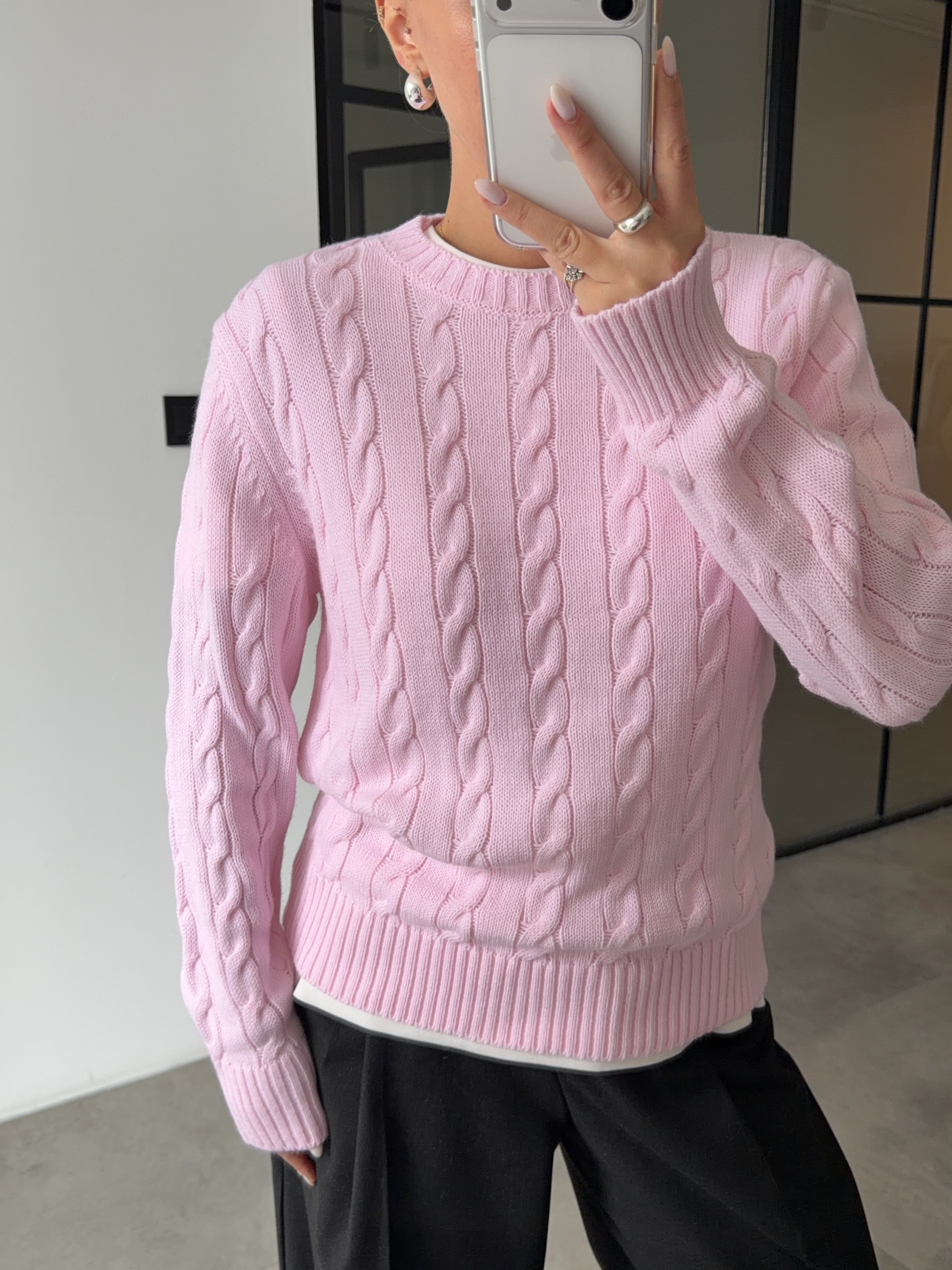 SAÇ ÖRGÜ TOZ PEMBE TRİKO KAZAK