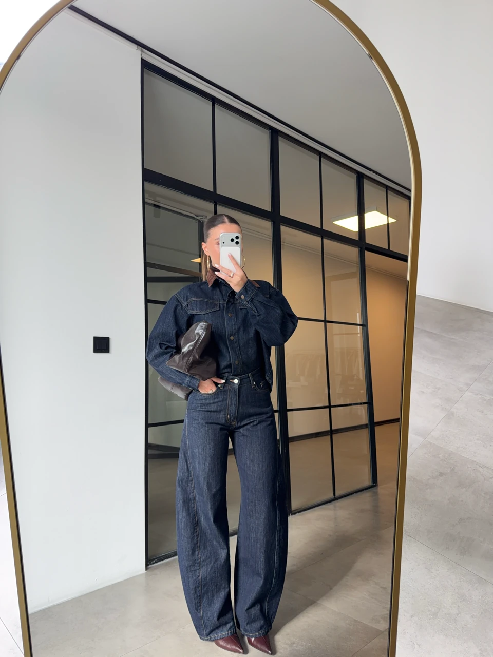 KADİFE YAKALI DENİM GÖMLEK