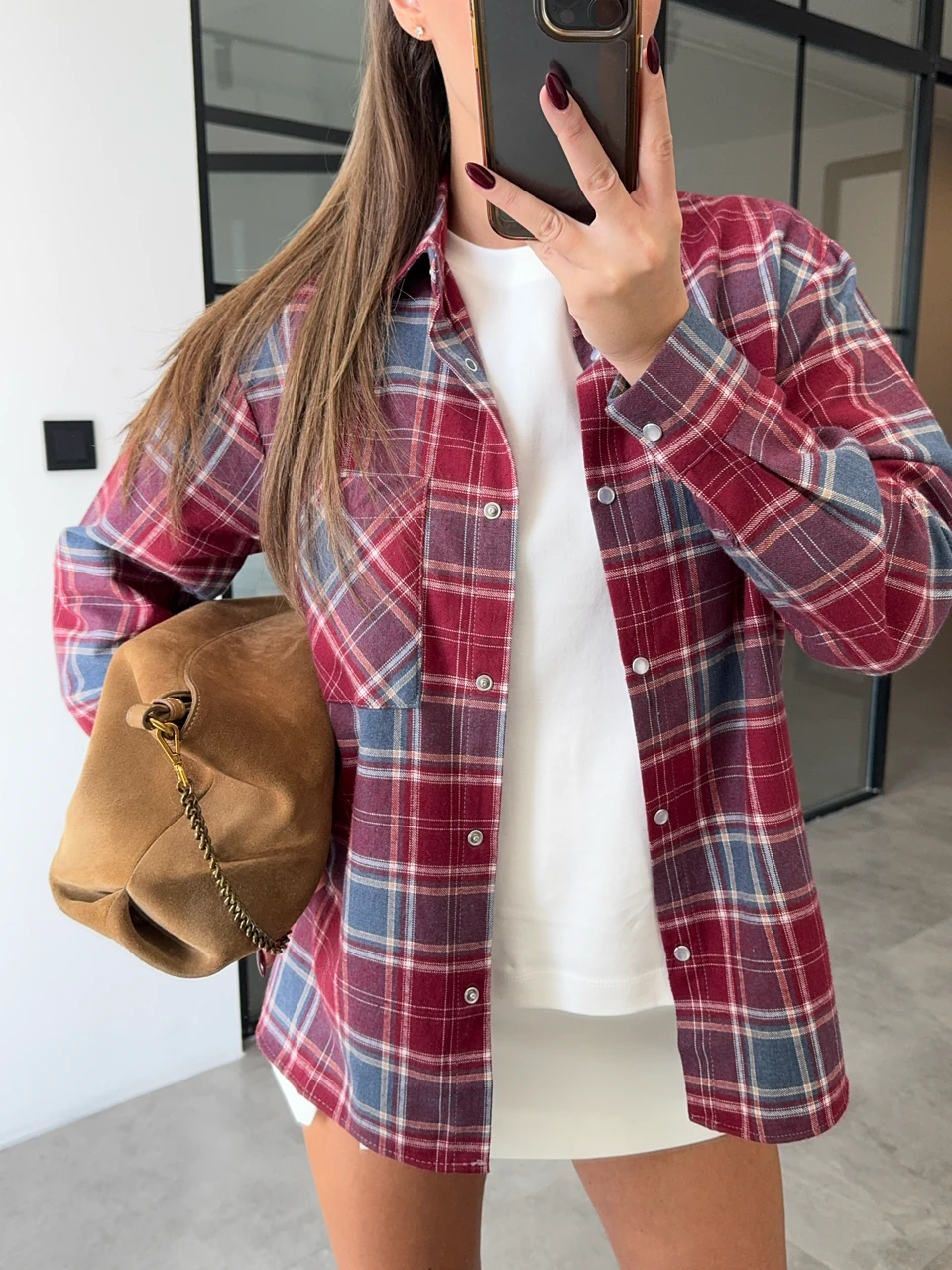 CEPLİ BORDO ODUNCU GÖMLEK