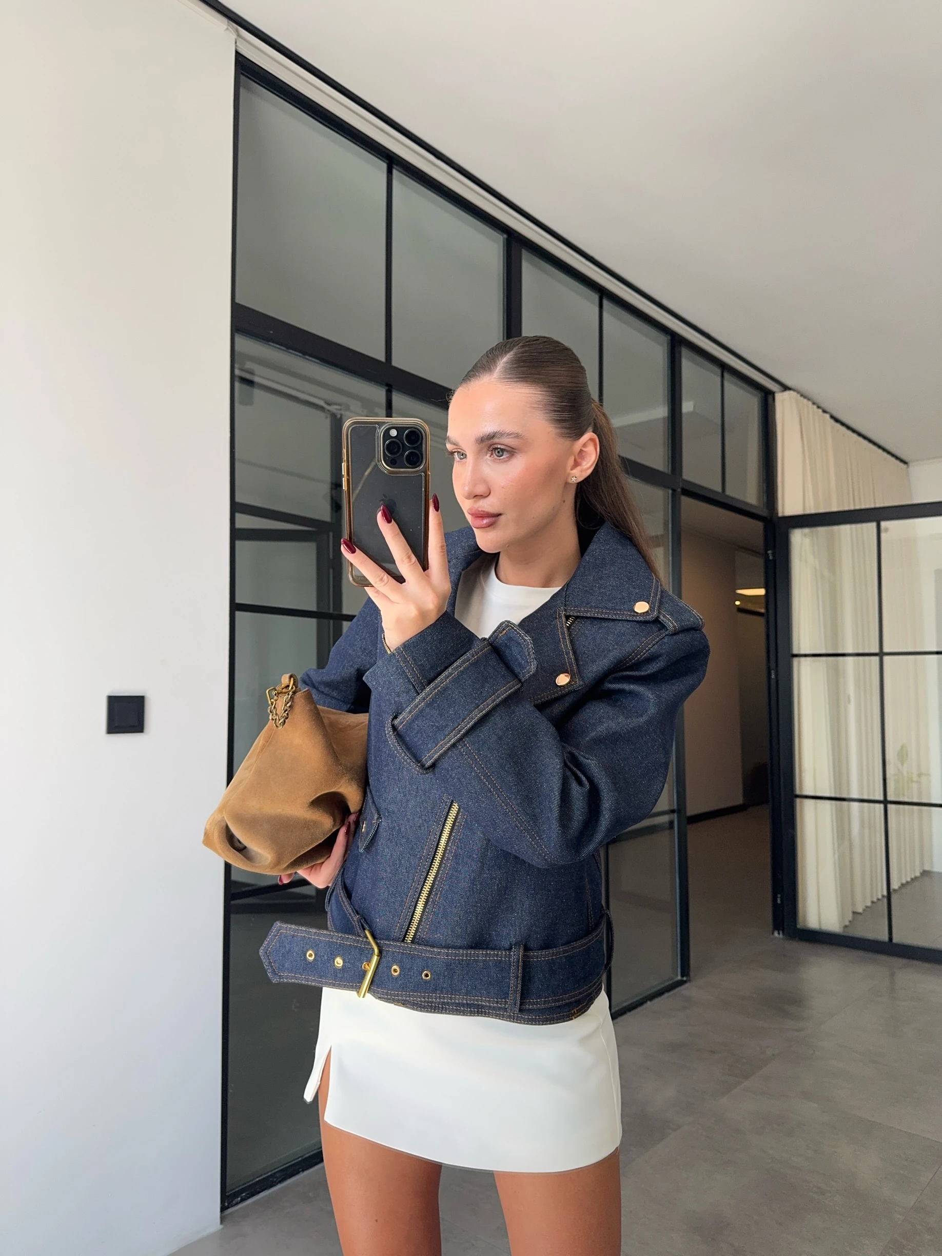 PREMİUM KEMERLİ DENİM CEKET