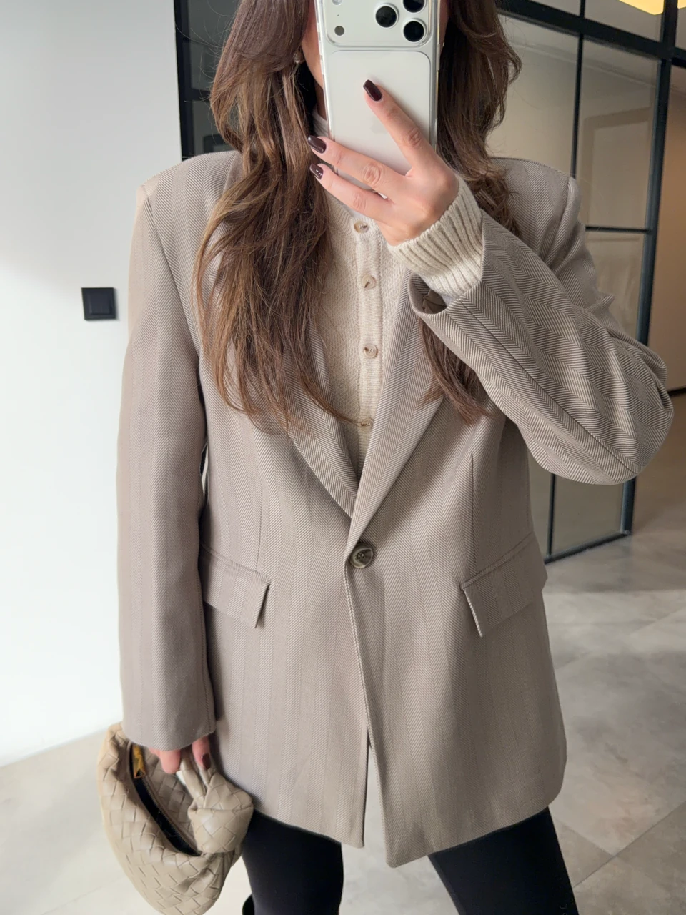 BALIKSIRTI YÜN BLAZER CEKET