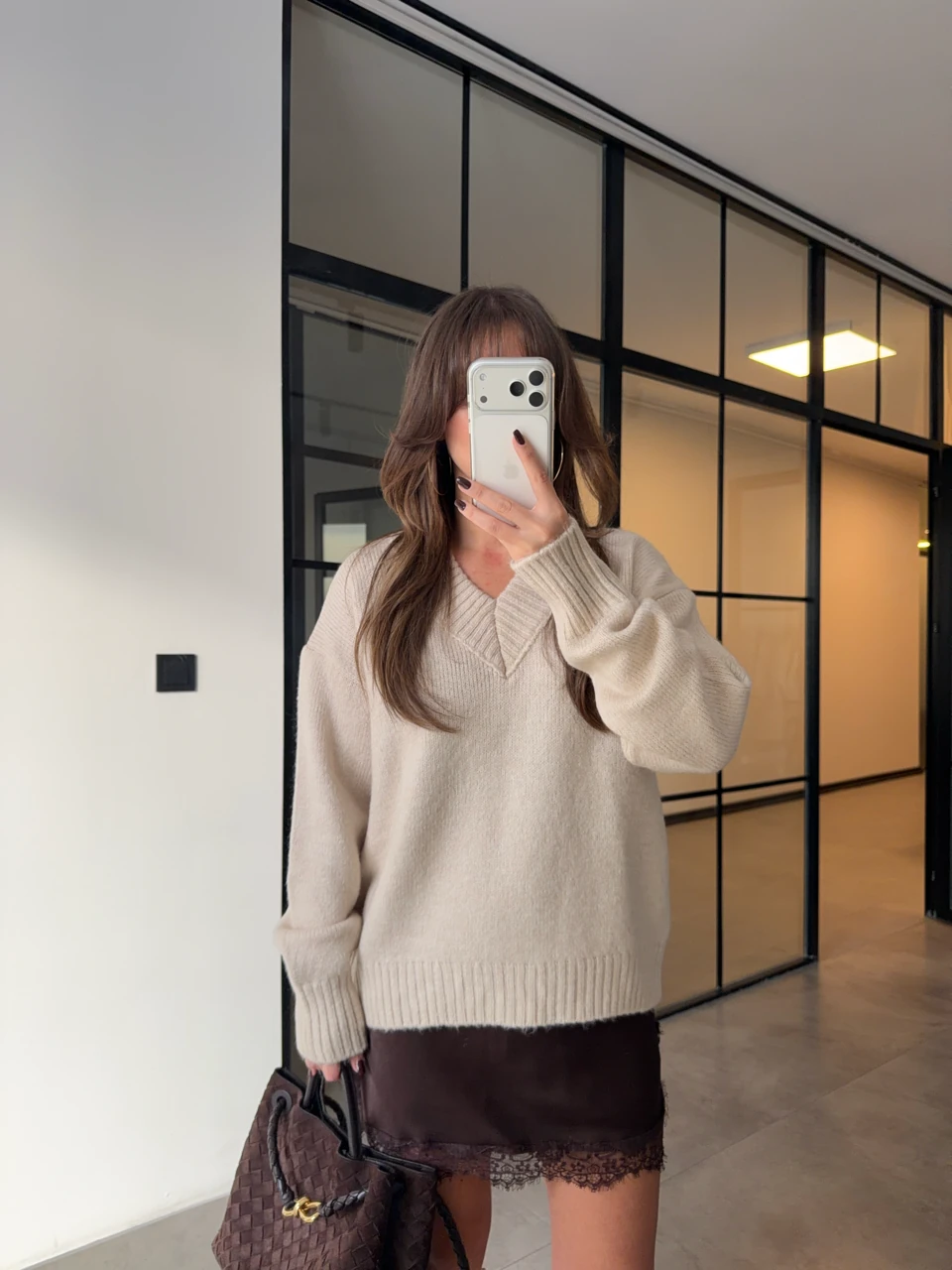 ASKILI SATEN BLUZ KAZAK İKİLİ TAKIM - Taş