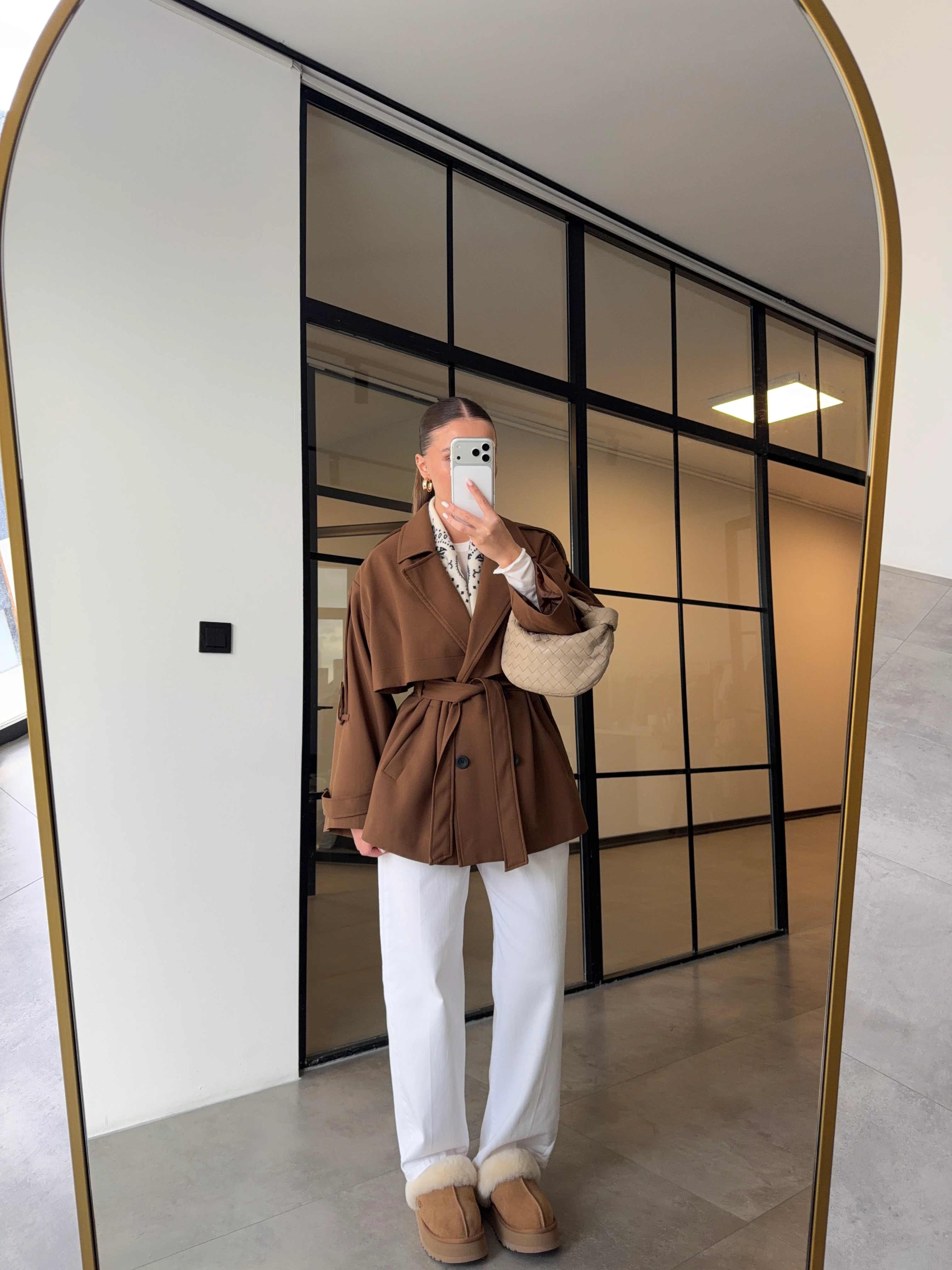 OVERSİZE ARA BOY AÇIK KAHVE TRENÇKOT