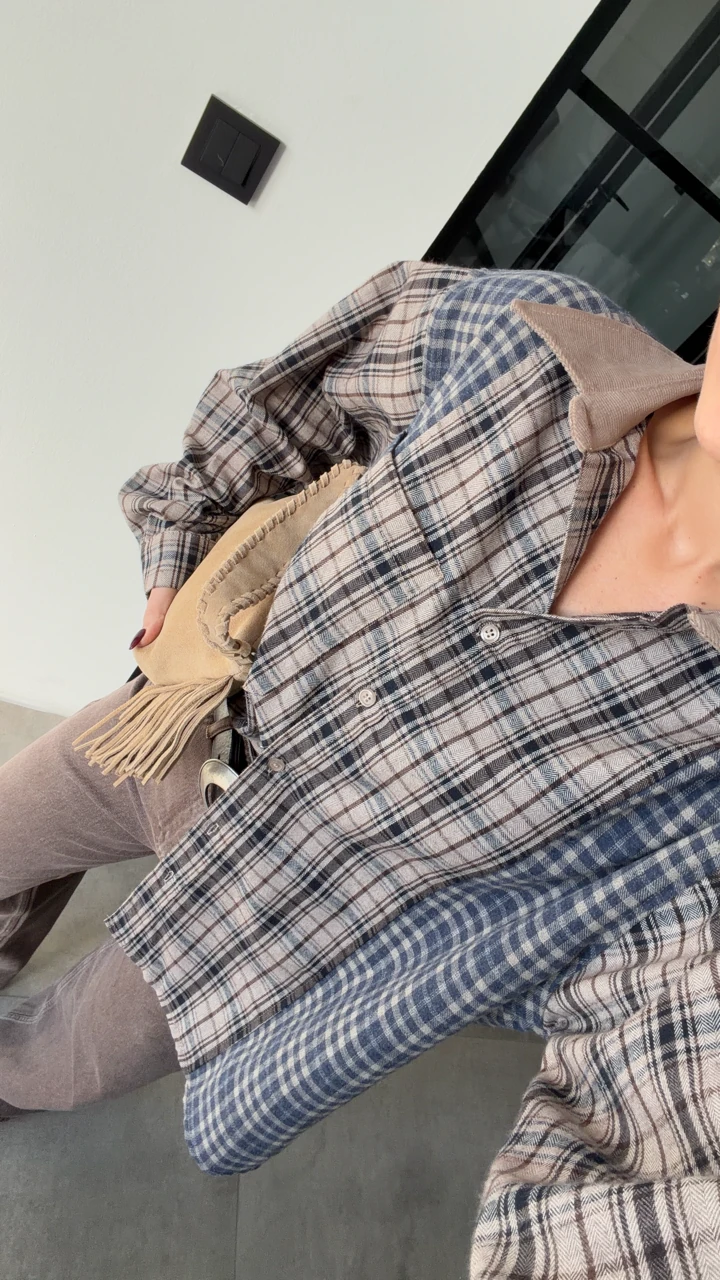 KADİFE YAKALI EKOSELİ GÖMLEK