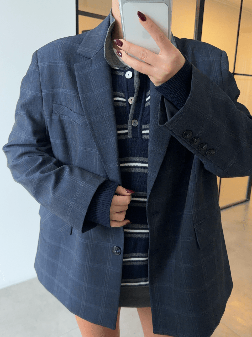 EKOSELİ LACİVERT OVERSİZE BLAZER CEKET 