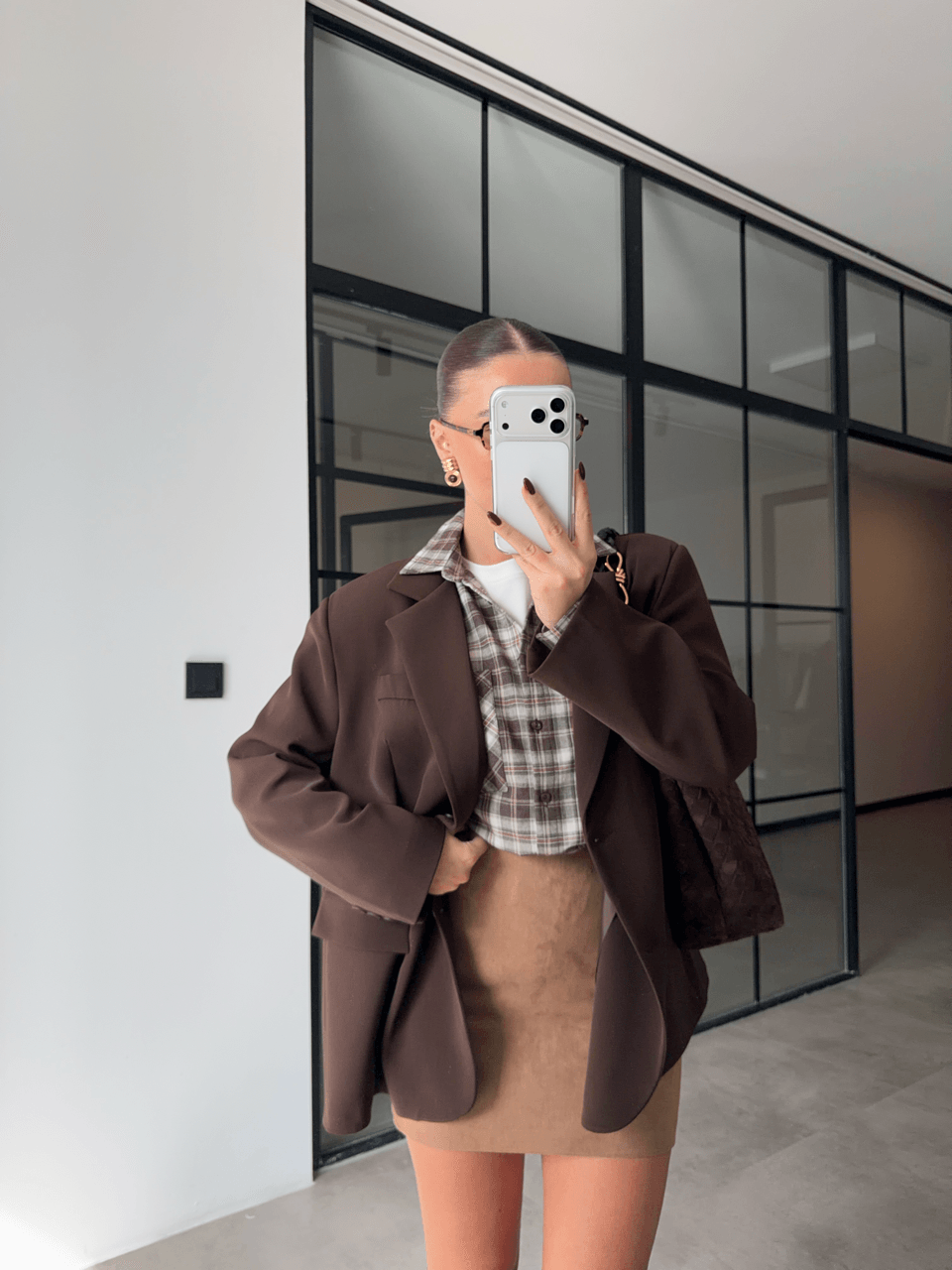 OVERSİZE ACI KAHVE BLAZER CEKET