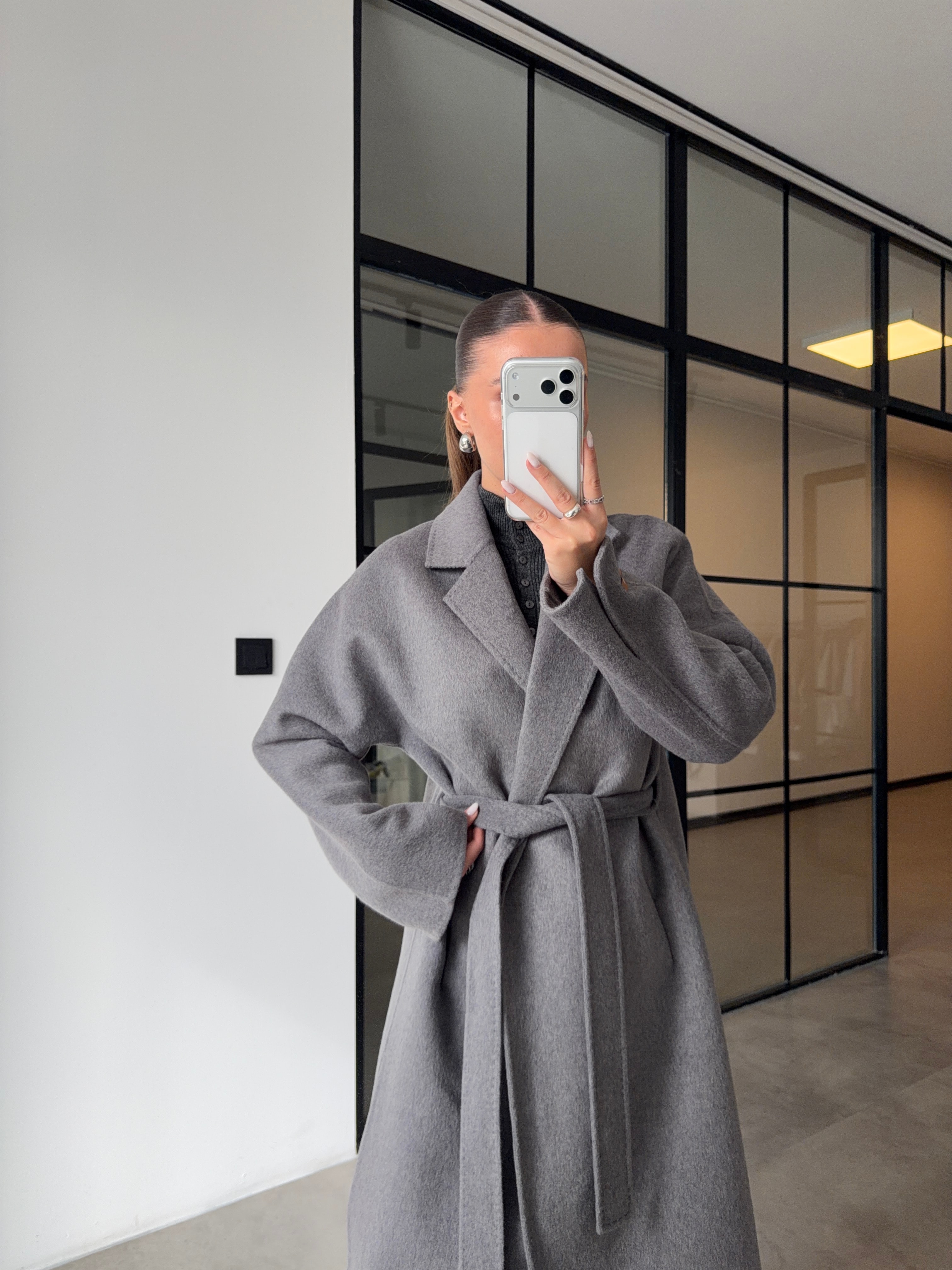 %100 YÜN GRİ KABAN