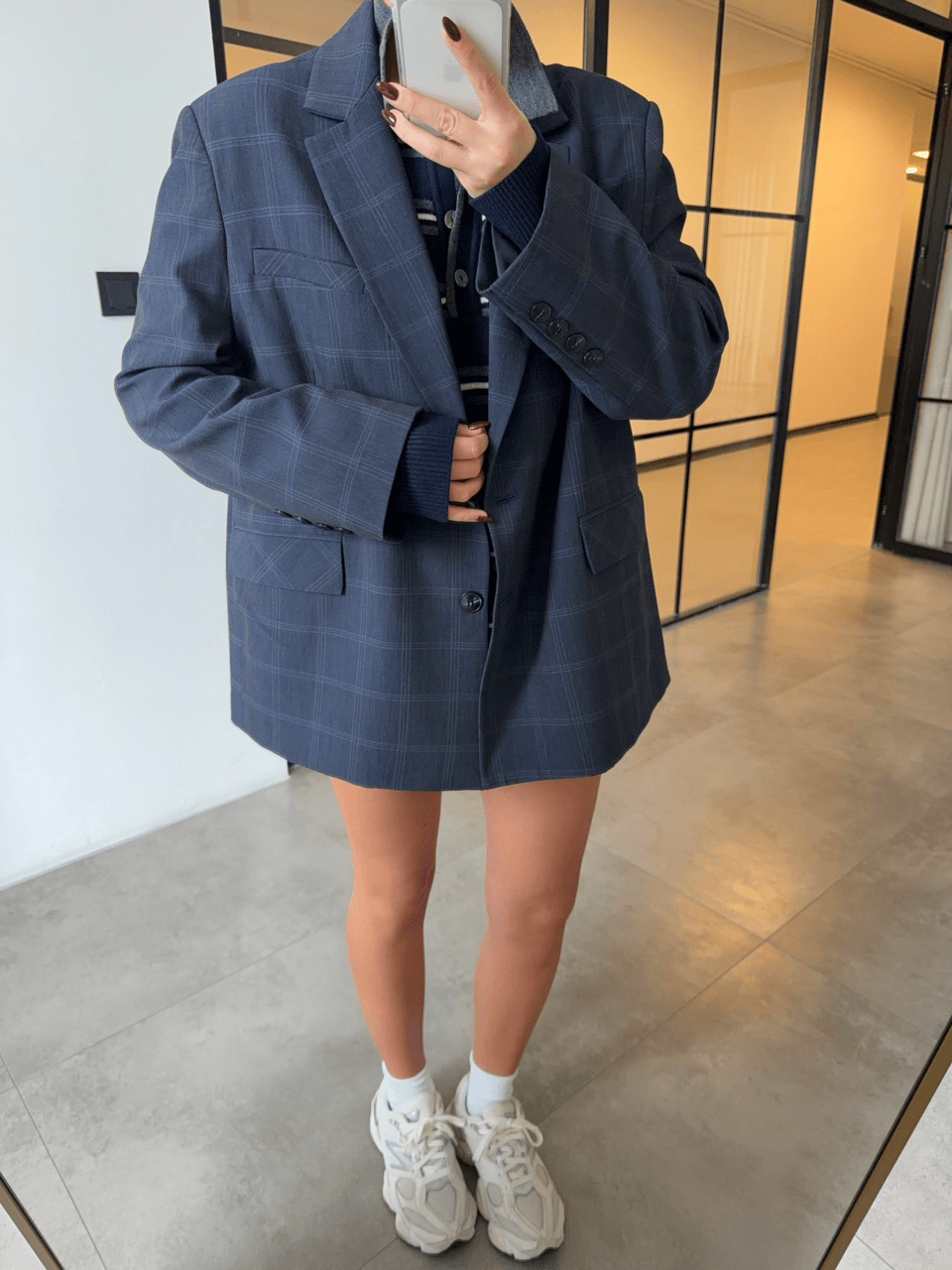 EKOSELİ LACİVERT OVERSİZE BLAZER CEKET 