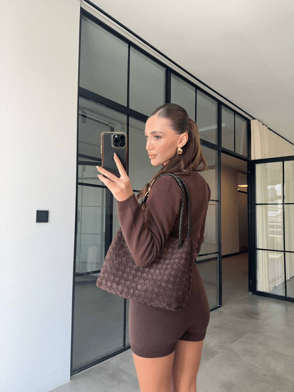 BODYSUİT HIRKA ŞORT KAHVERENGİ TRİKO TAKIM
