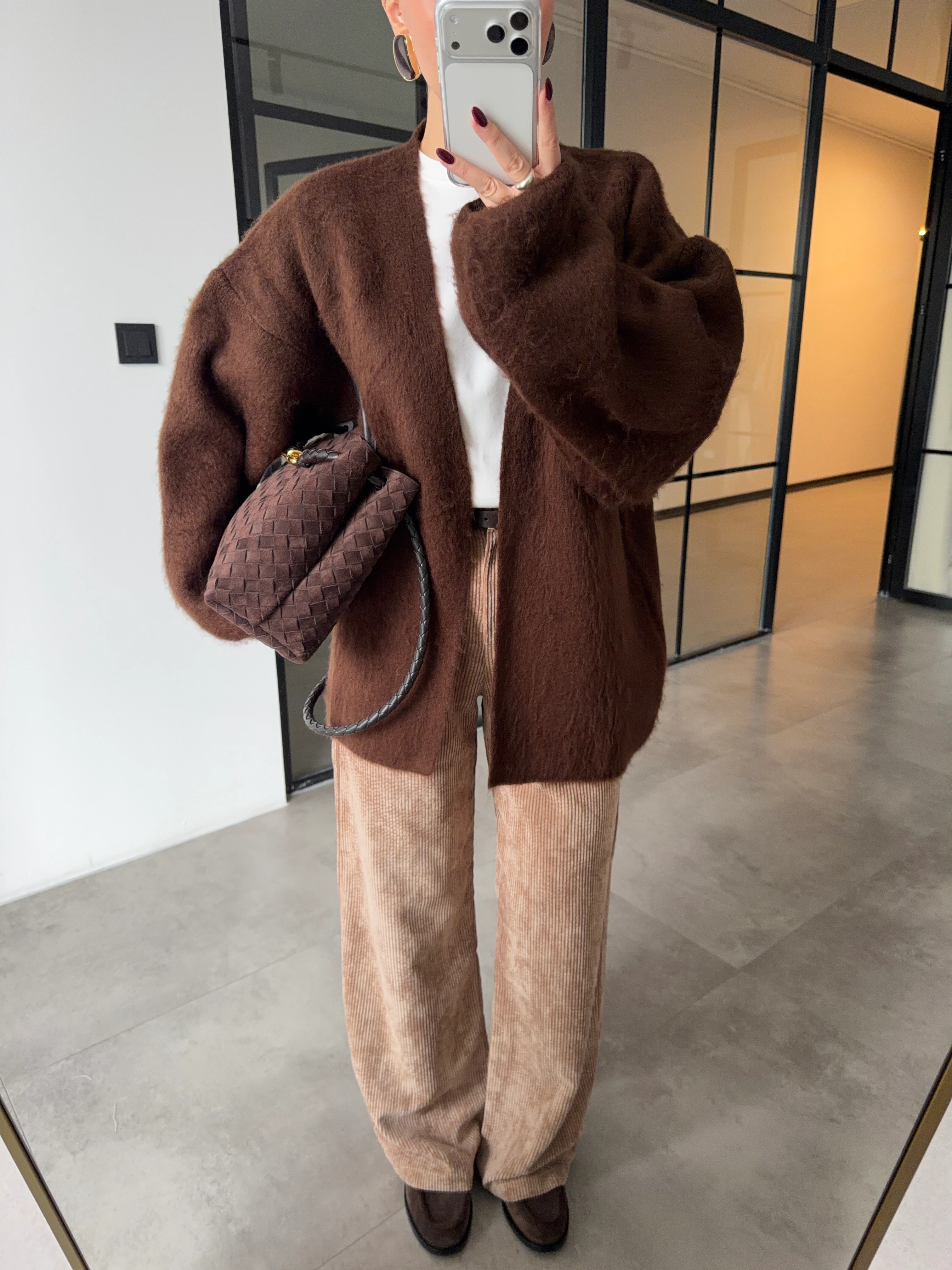 BALON KOL ŞARDONLU KAHVERENGİ HIRKA