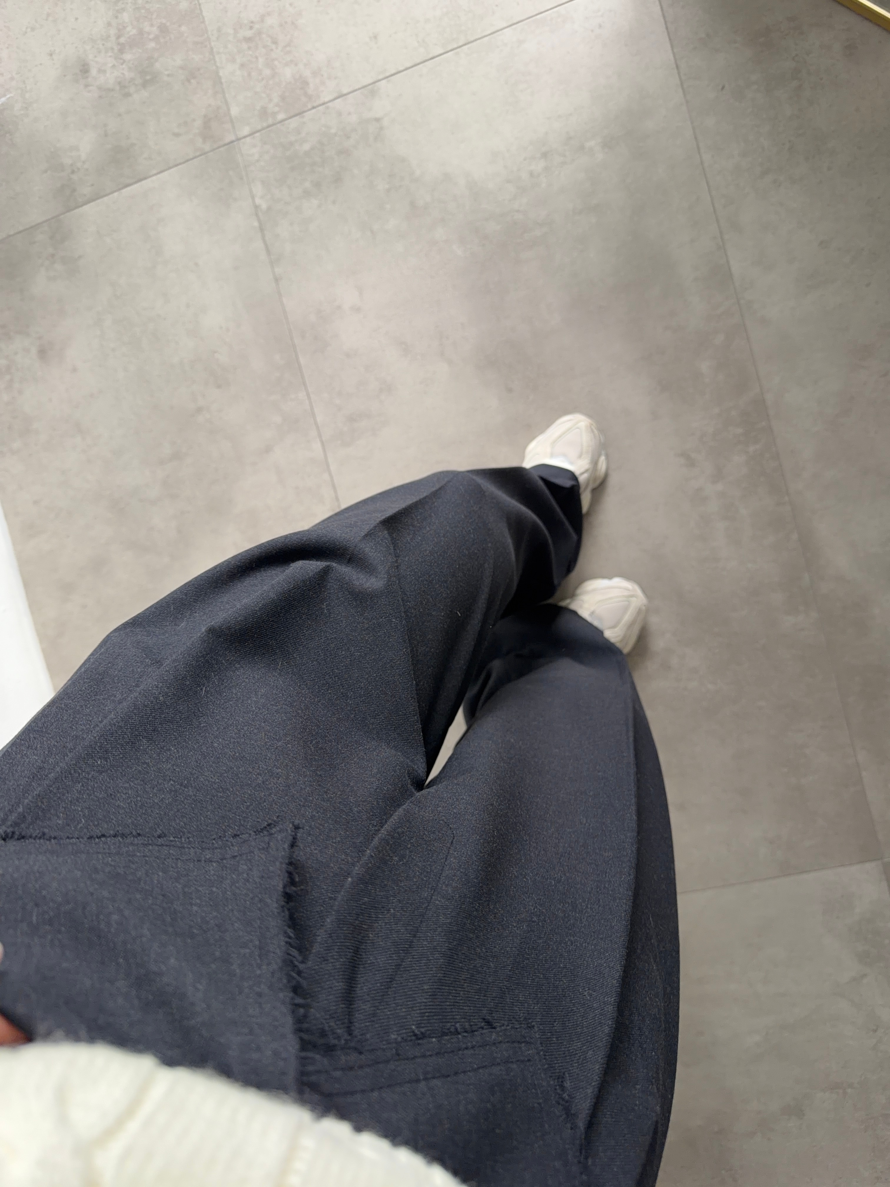 BEL DETAYLI LACİVERT PALAZZO PANTOLON