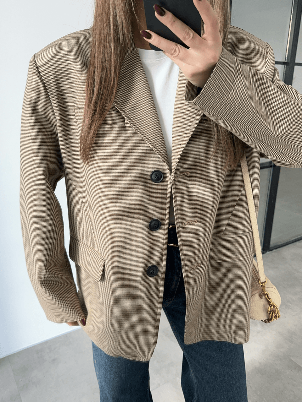 PREMİUM ASTARLI PÖTİKARELİ OVERSİZE BLAZER CEKET