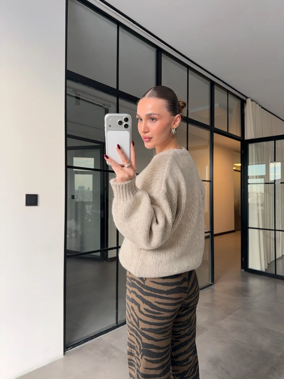 BİSİKLET YAKA KALIN ÖRGÜ TAŞ RENGİ KAZAK