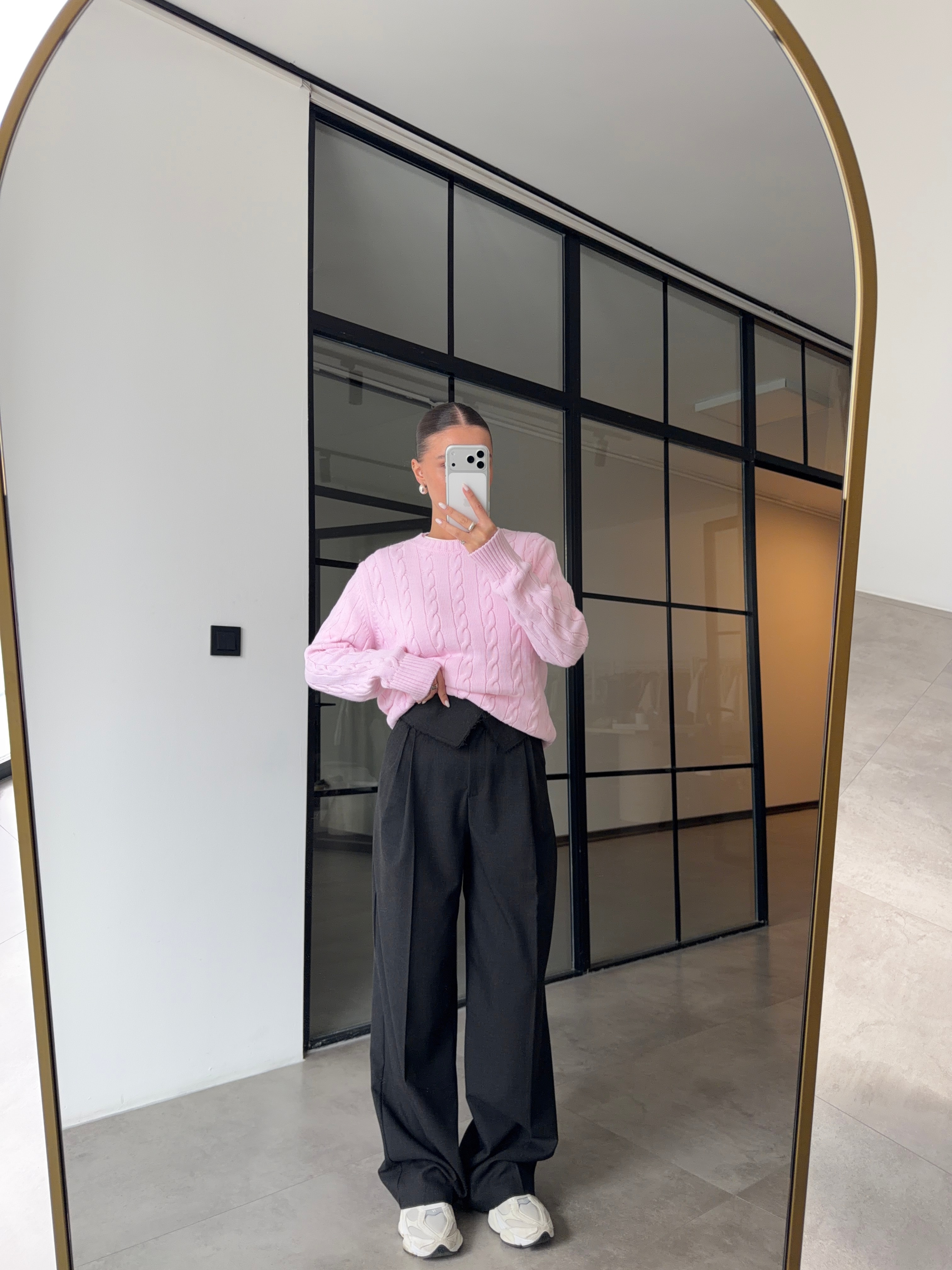 BEL DETAYLI SİYAH PALAZZO PANTOLON