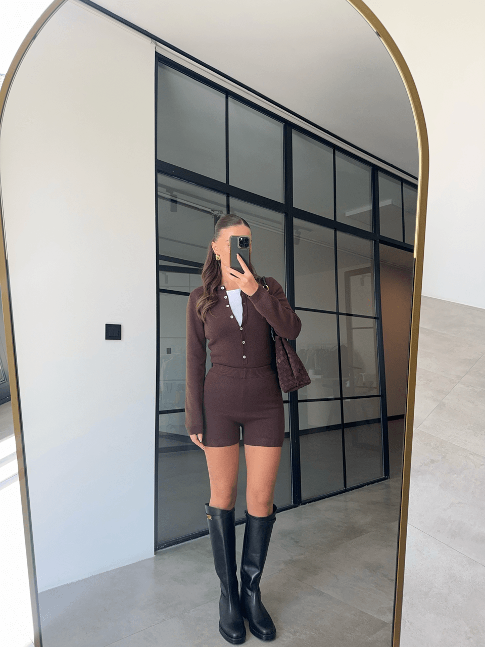 BODYSUİT HIRKA ŞORT KAHVERENGİ TRİKO TAKIM