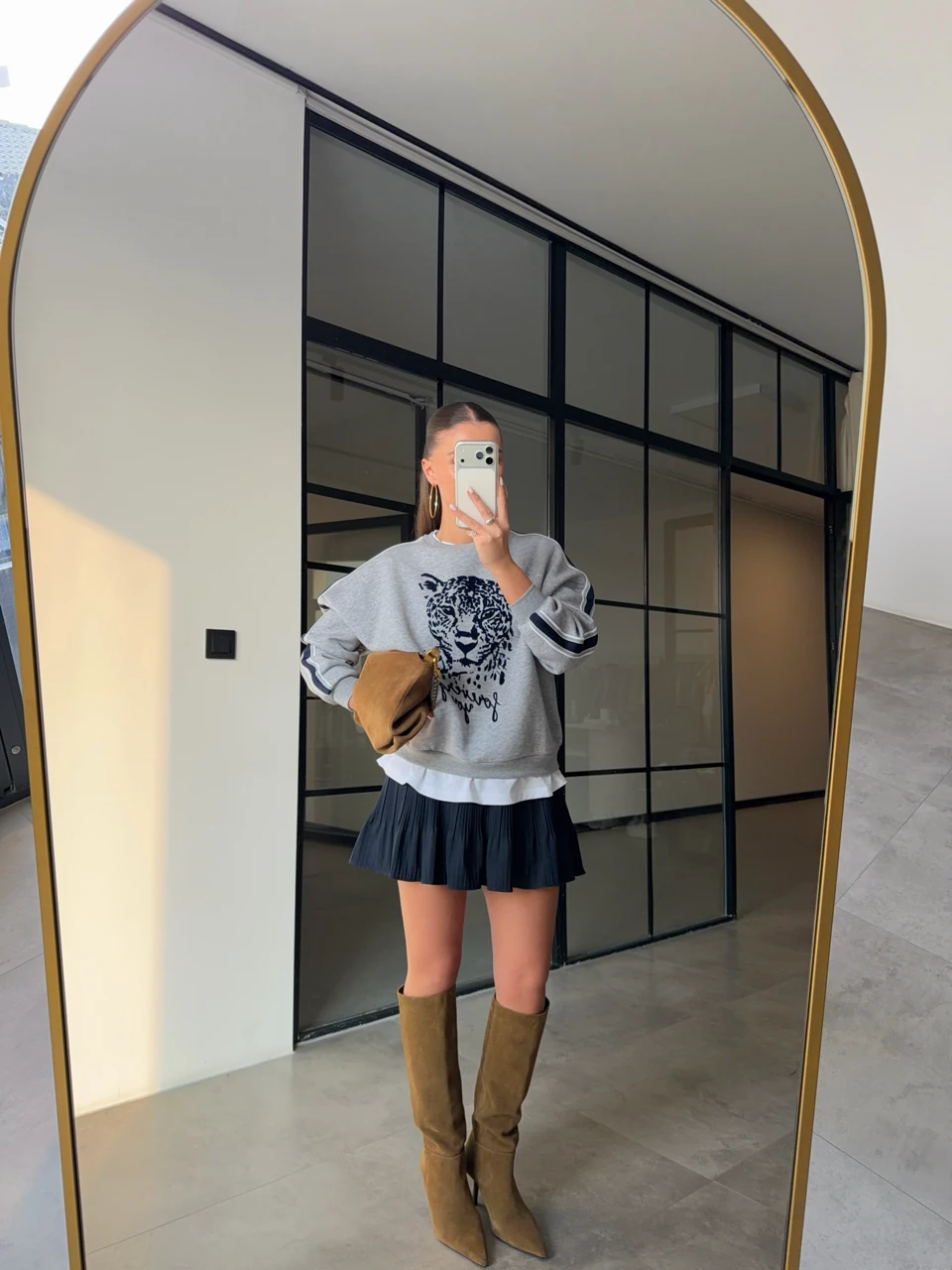 KAPLAN BASKILI T-SHİRT DETAYLI ŞARDONLU SWEATSHİRT