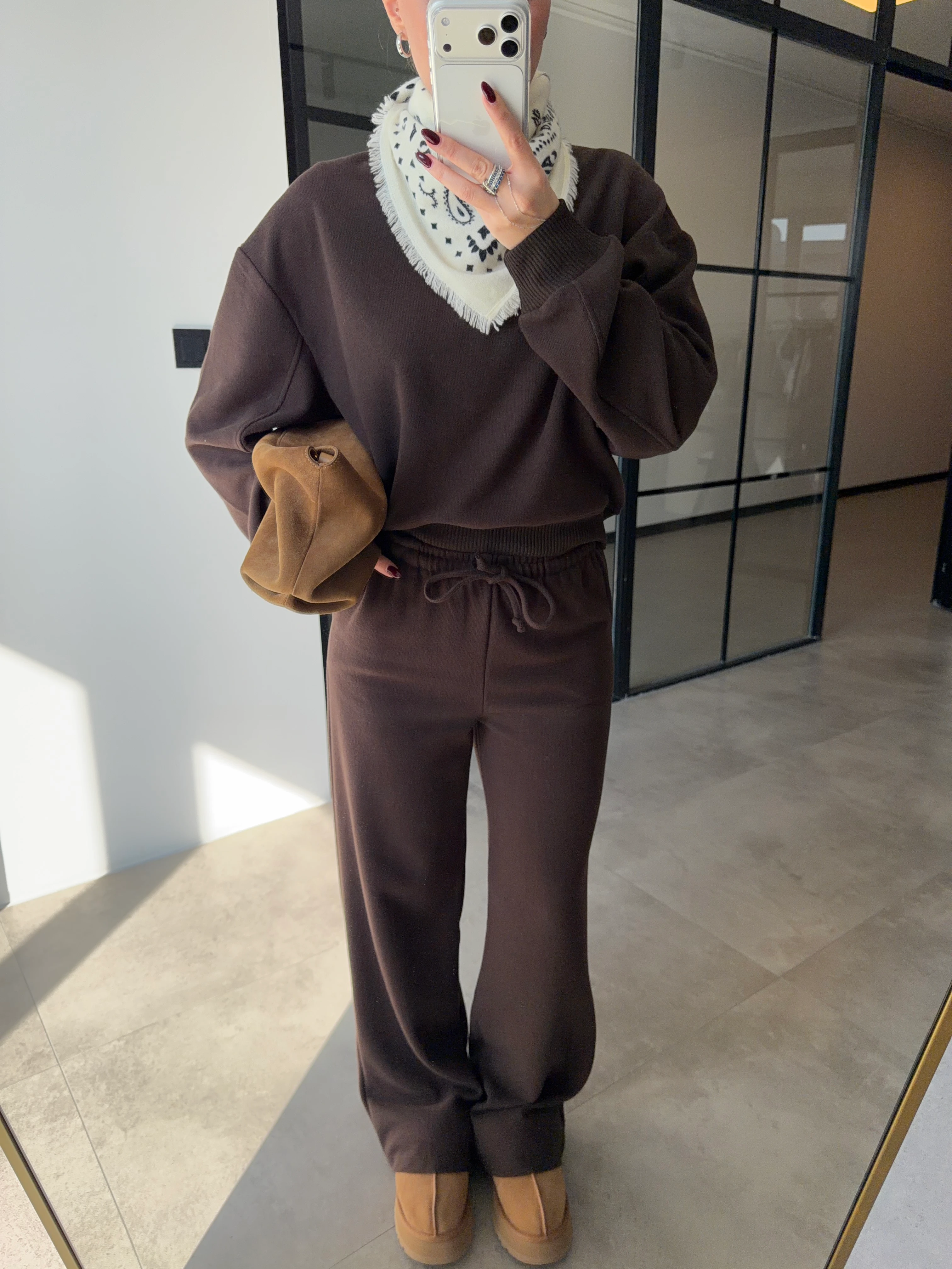 BİSİKLET YAKA ACI KAHVE SELANİK KUMAŞ TAKIM