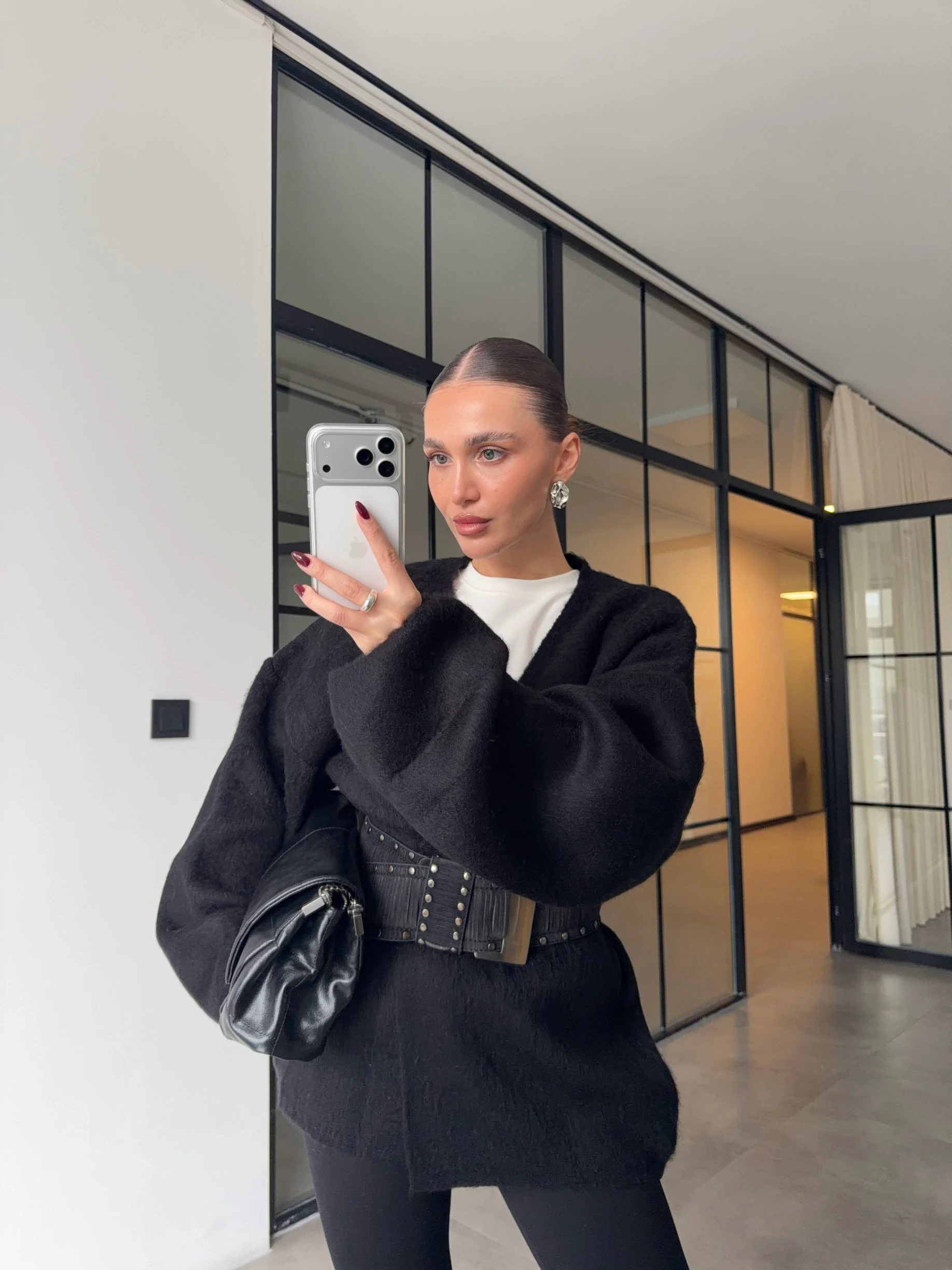 BALON KOL ŞARDONLU SİYAH HIRKA