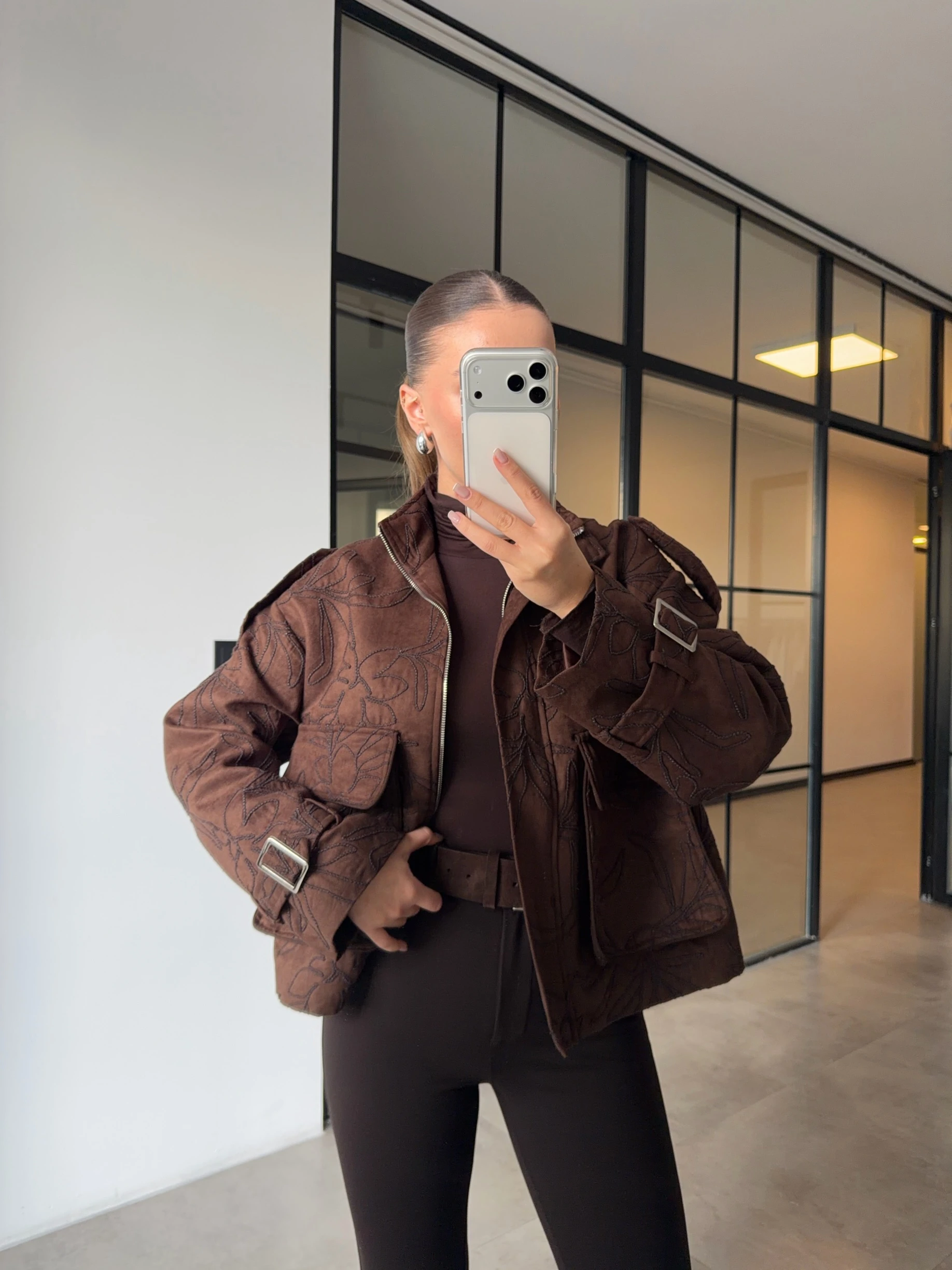 NUBUK NAKIŞLI KISA CEKET