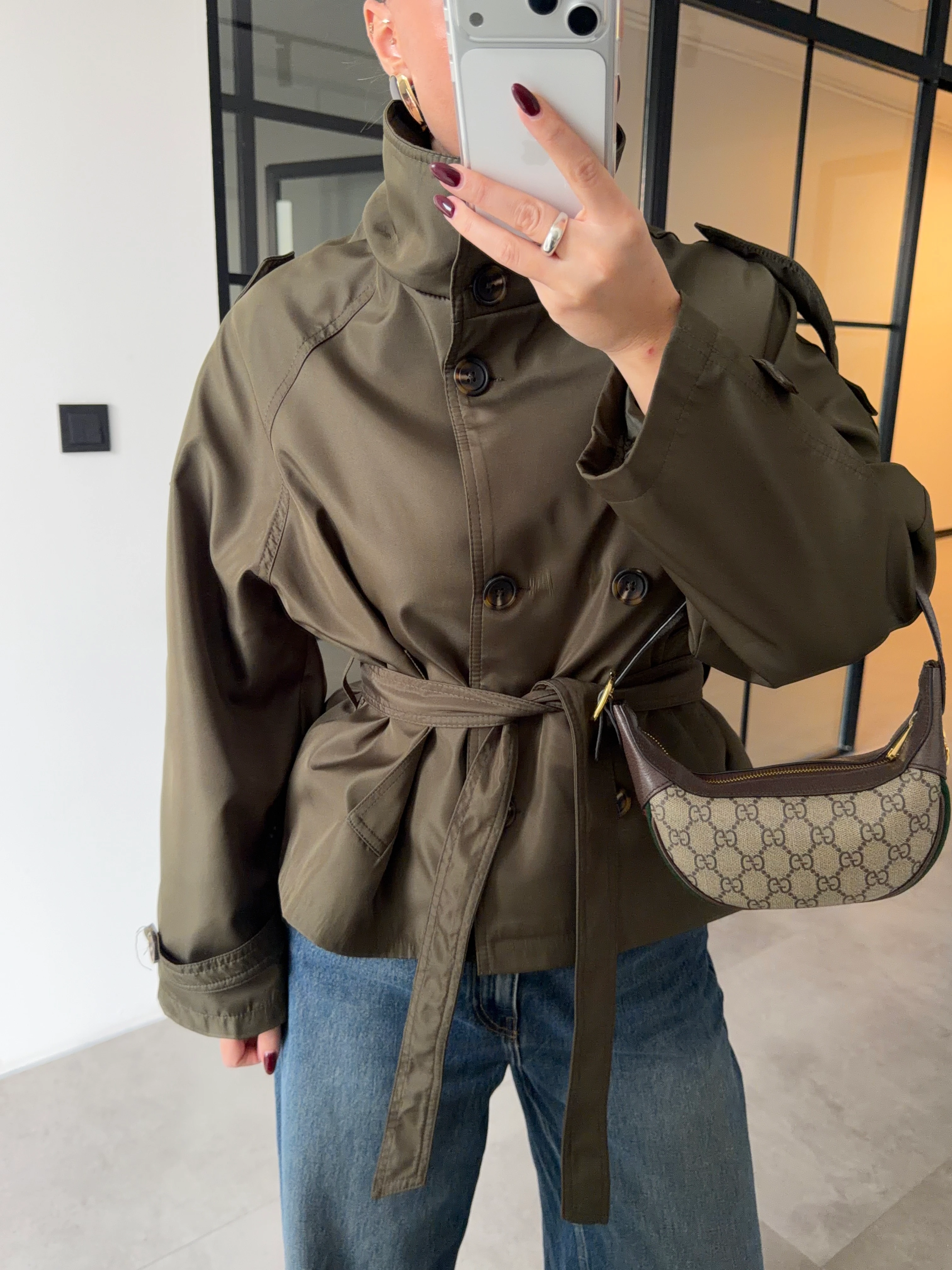 DİK YAKA HAKİ TRENÇKOT