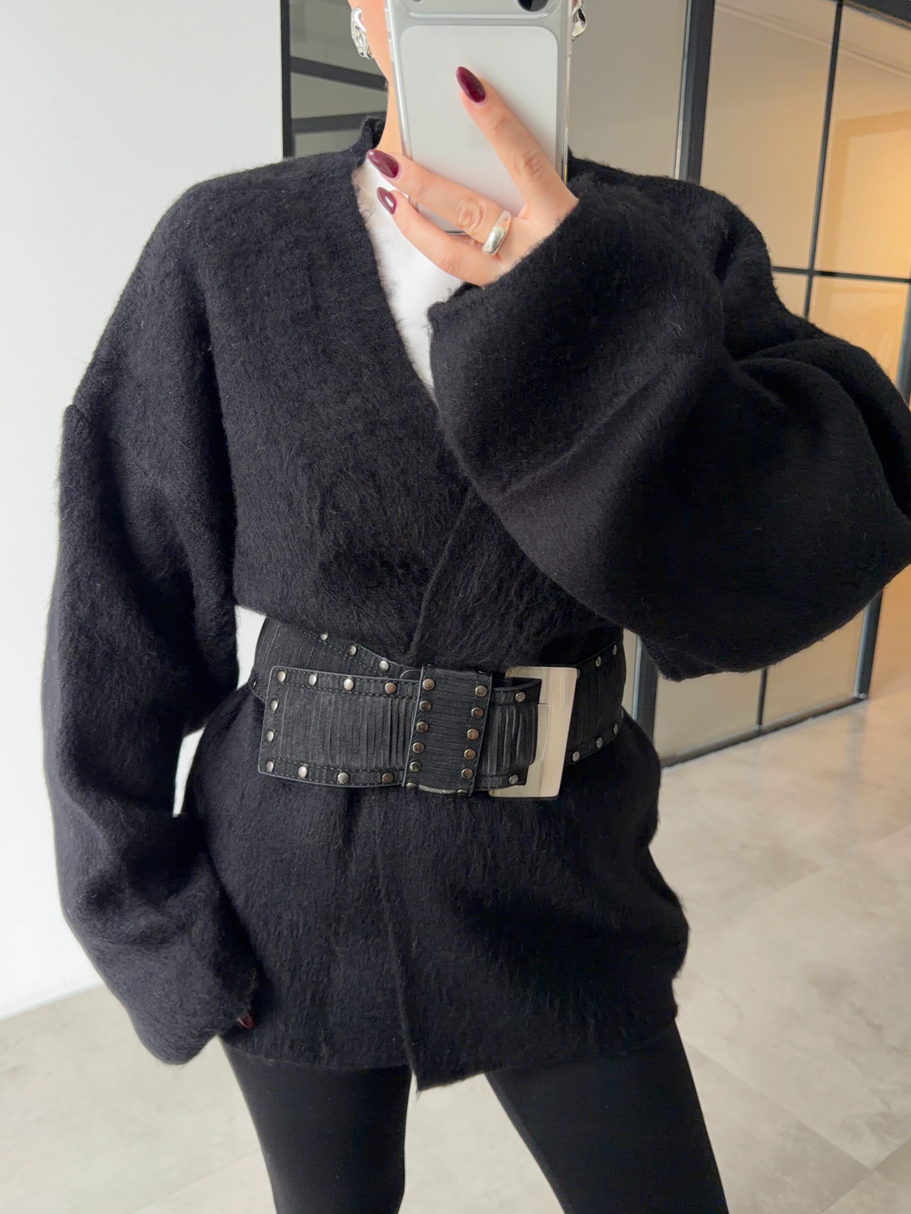 BALON KOL ŞARDONLU SİYAH HIRKA