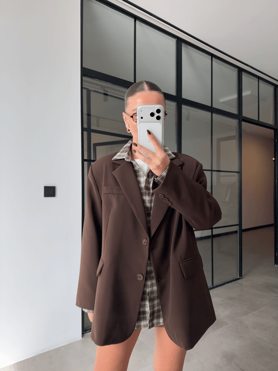 OVERSİZE ACI KAHVE BLAZER CEKET