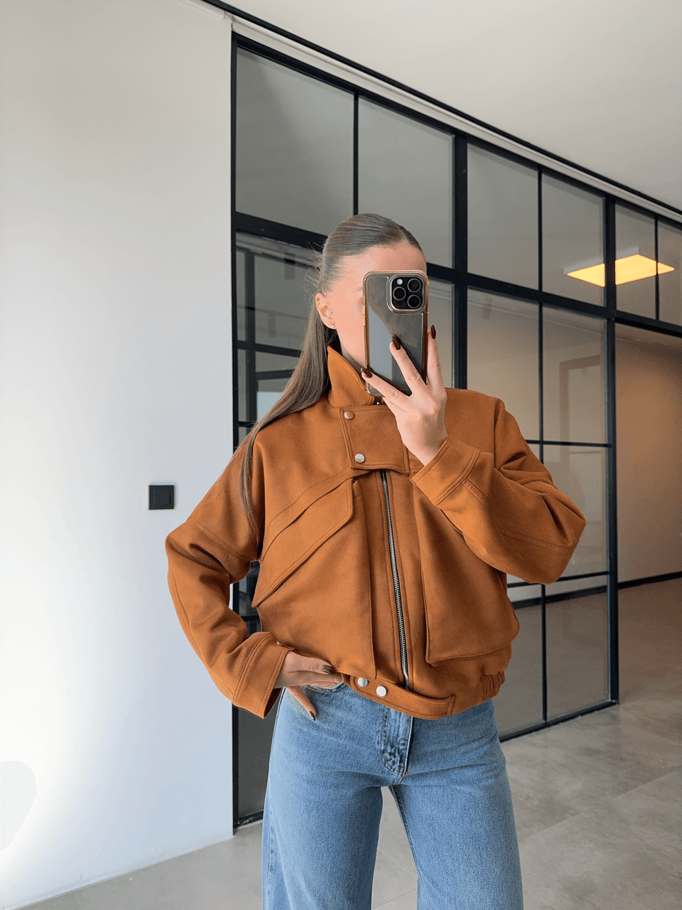 CEP DETAYLI TABA SÜET BOMBER CEKET