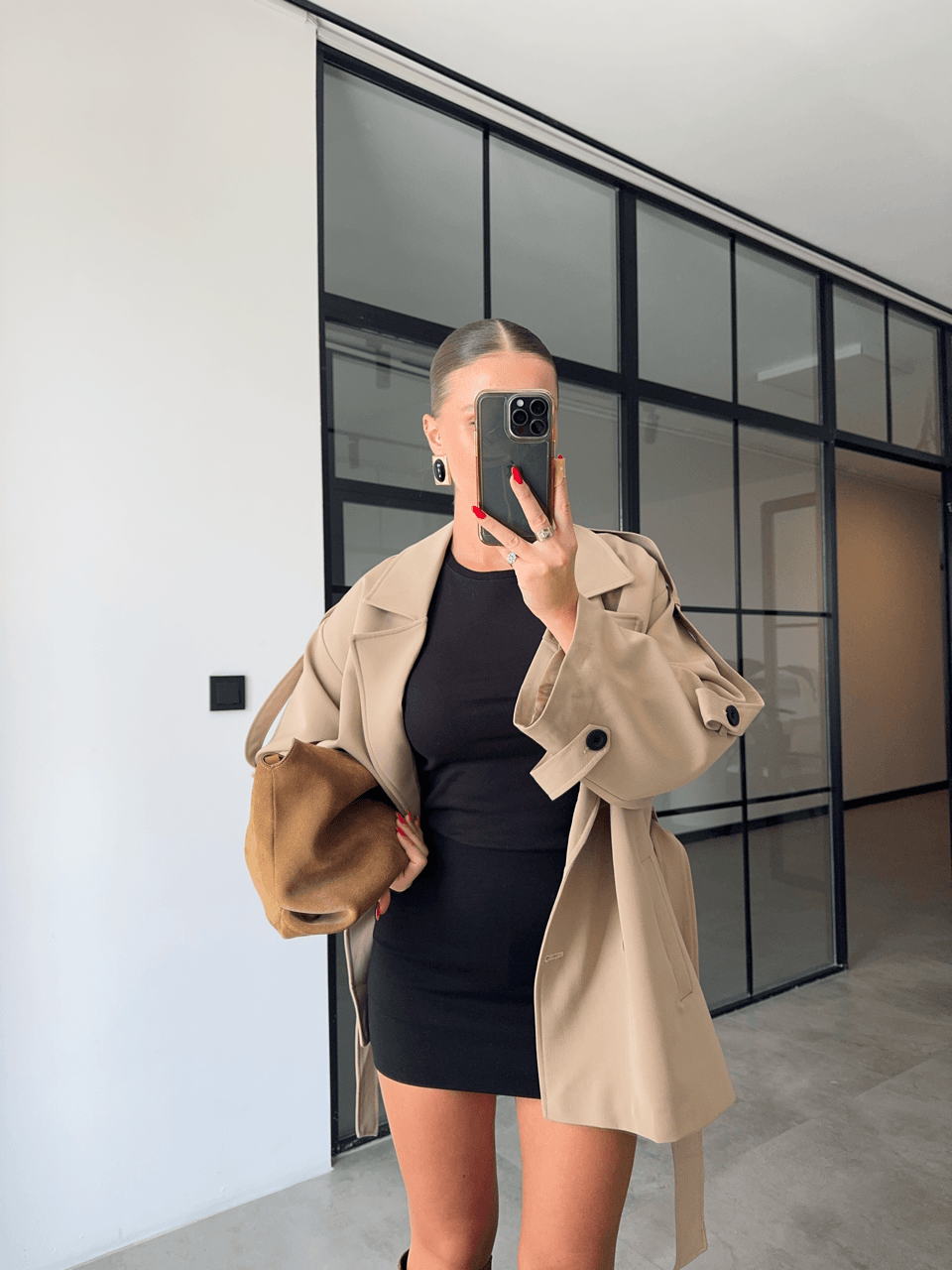 OVERSİZE ARA BOY CAMEL TRENÇKOT