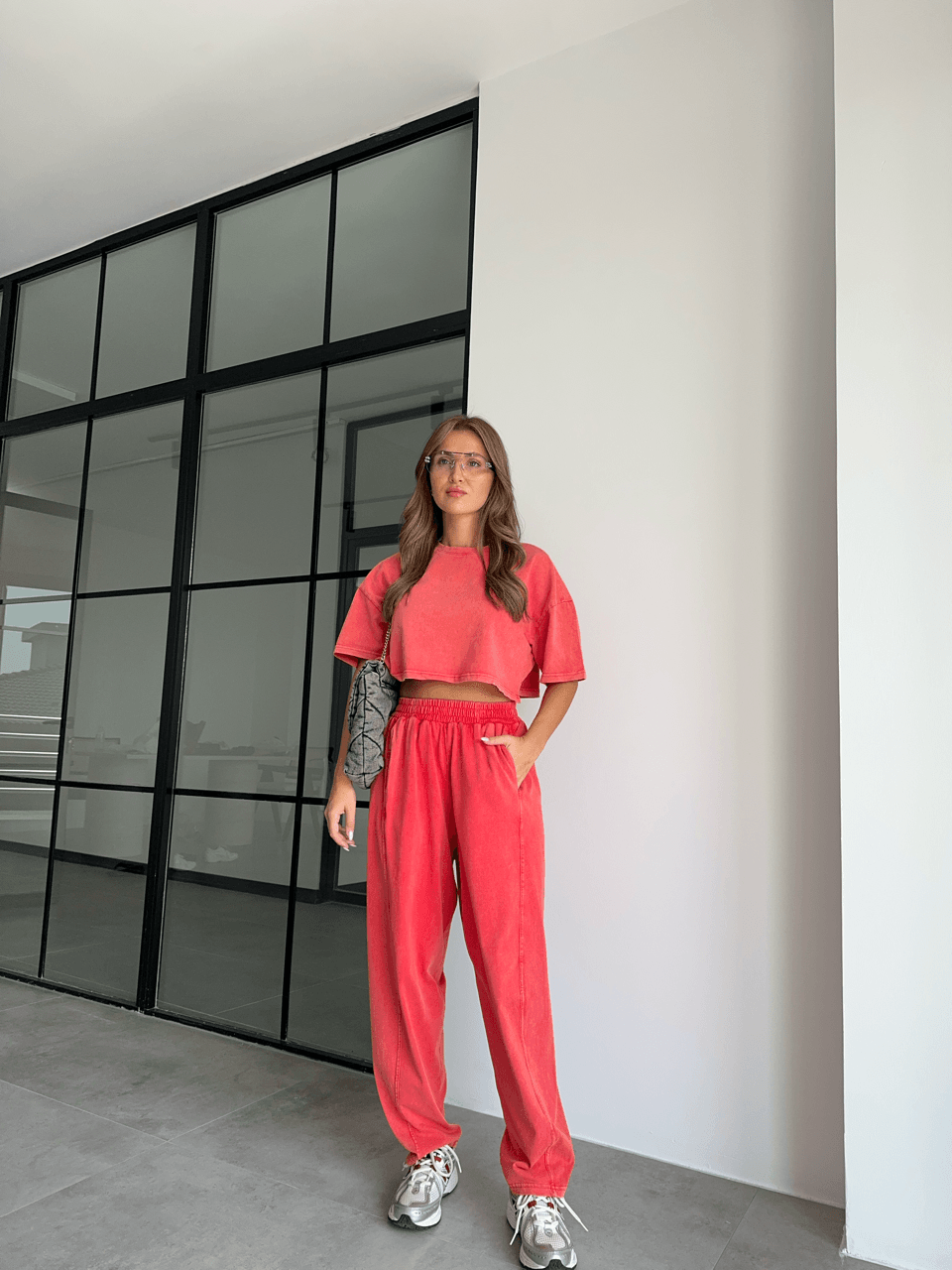YIKAMALI NAR ÇİÇEĞİ ŞALVAR PANTOLON T-SHİRT TAKIM