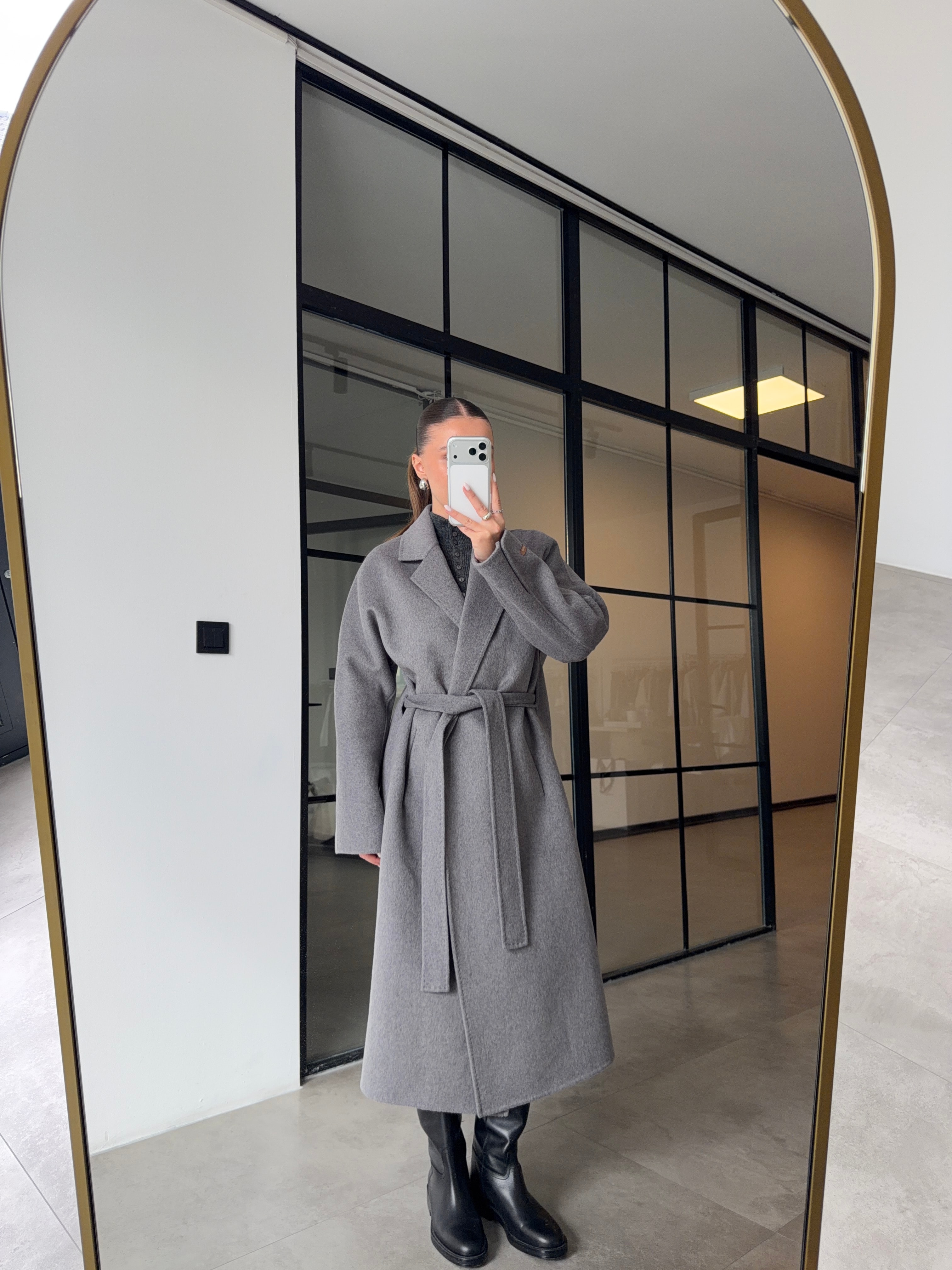 %100 YÜN GRİ KABAN