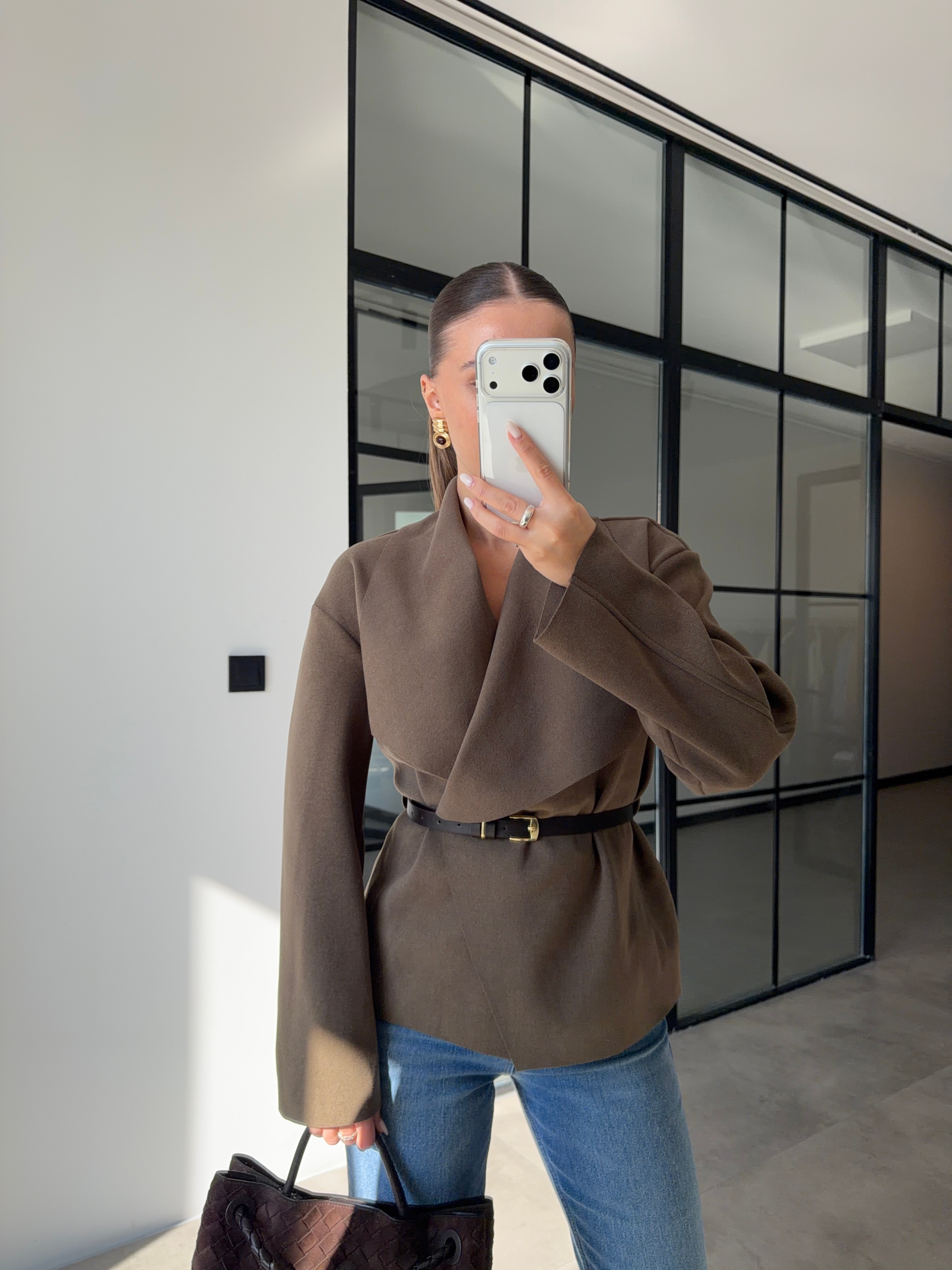 HAKİ NUBUK KEMERLİ CEKET