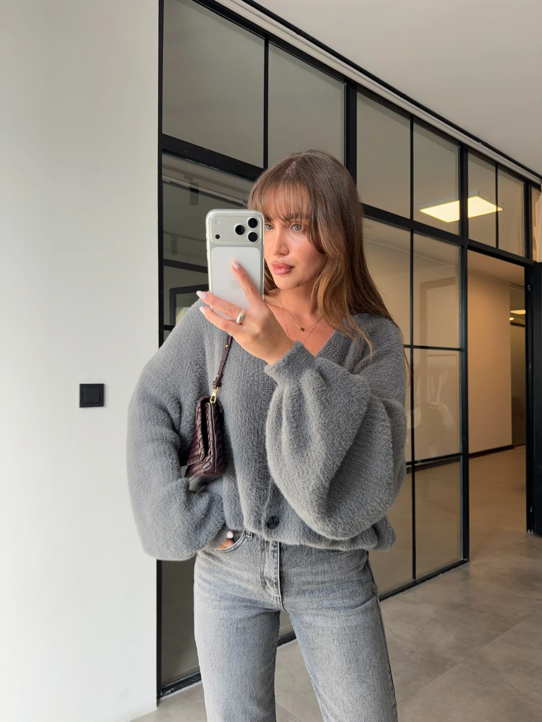 YUMOŞ DOKULU BALON KOL ANTRASİT HIRKA