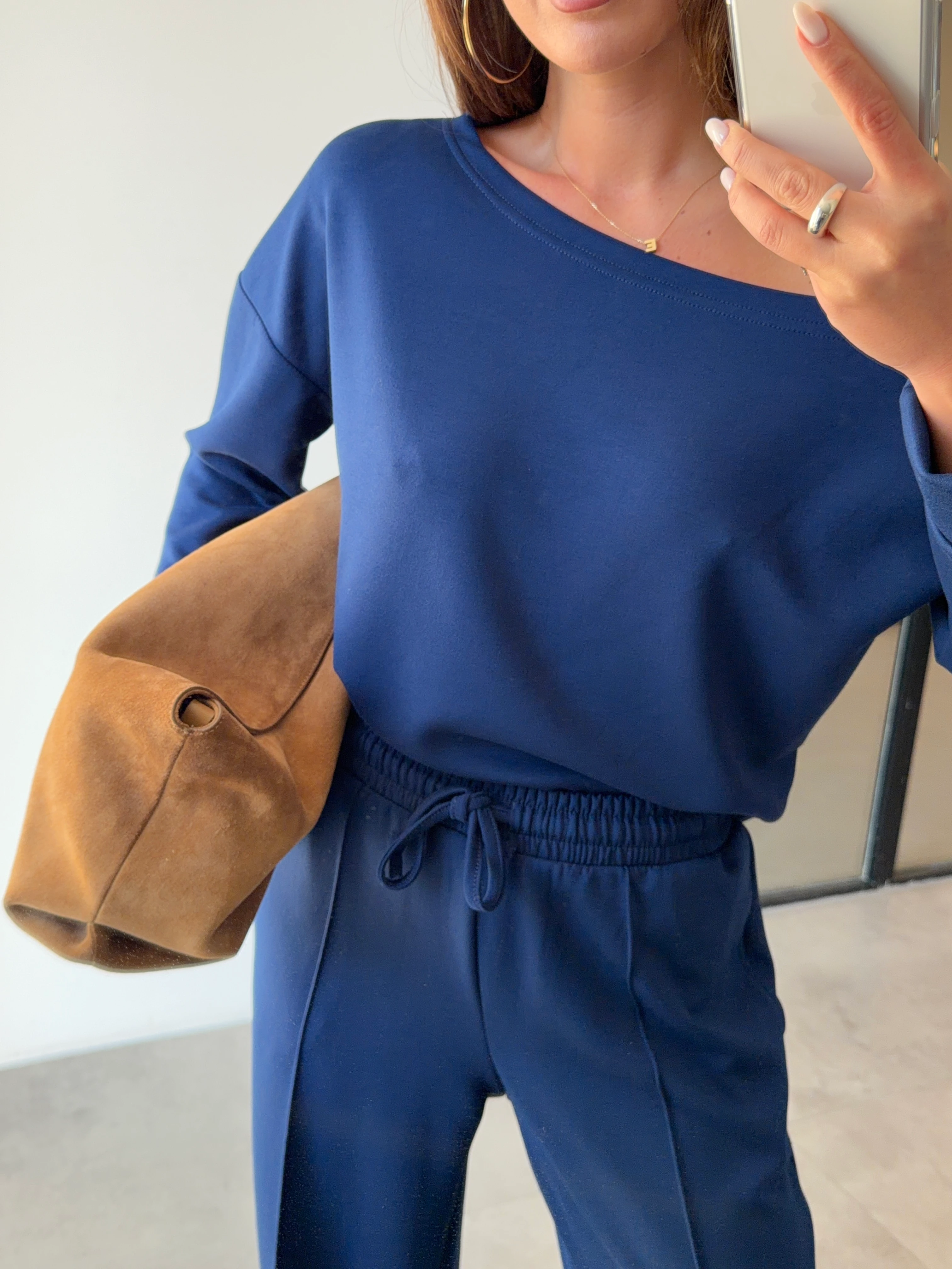 DÜŞÜK OMUZ İNDİGO MODAL TAKIM