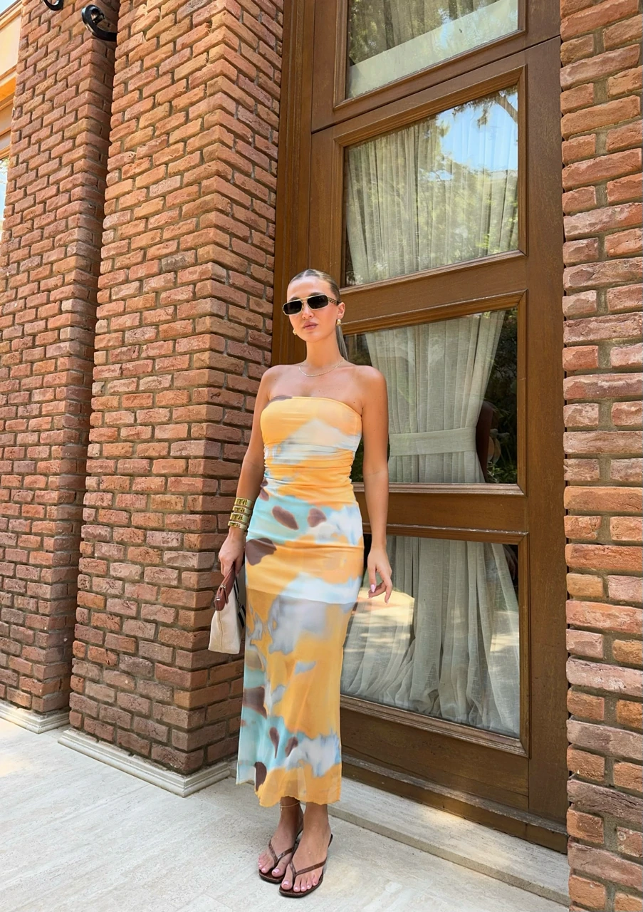 STRAPLEZ TÜL ELBİSE