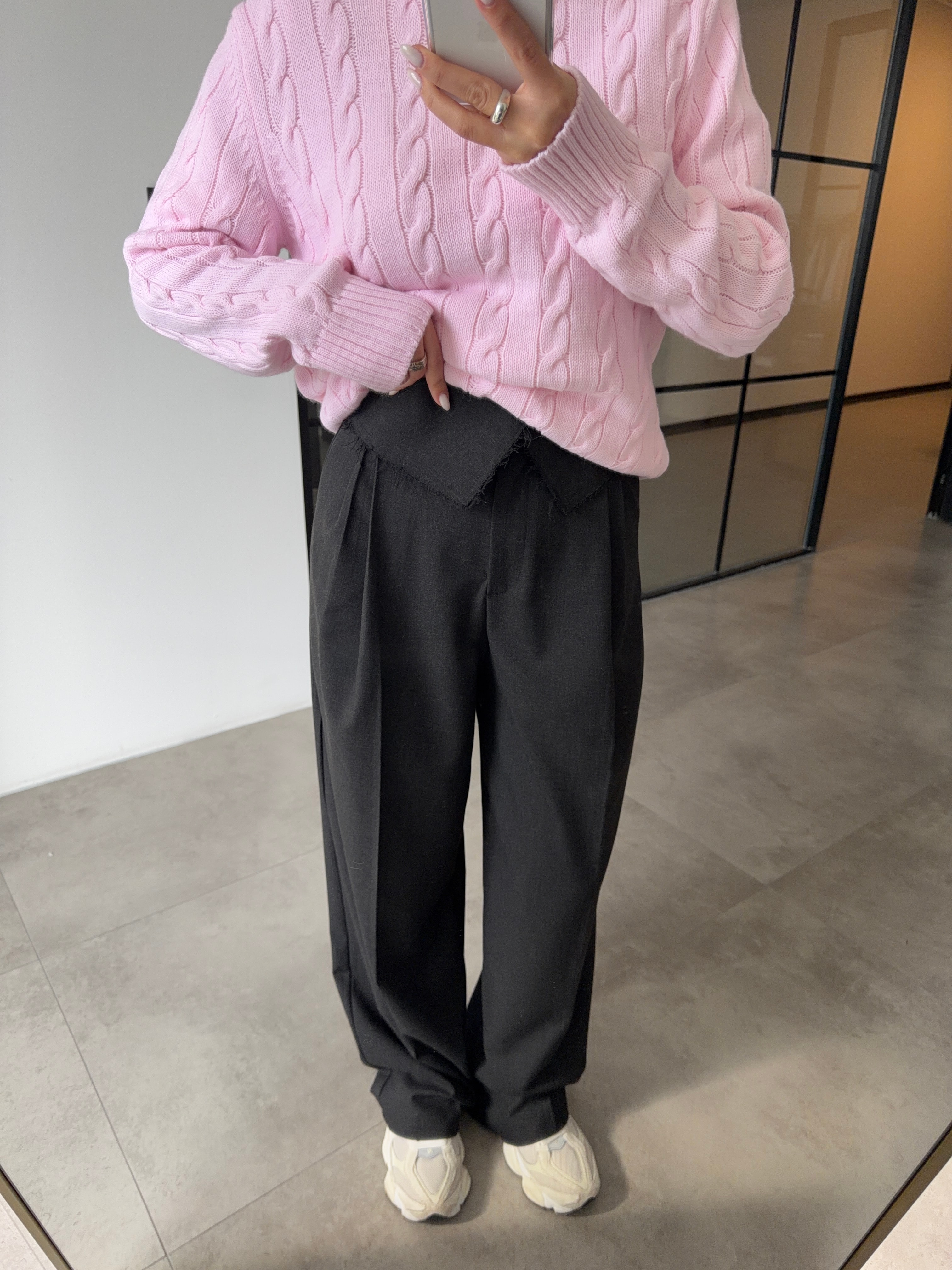 BEL DETAYLI SİYAH PALAZZO PANTOLON