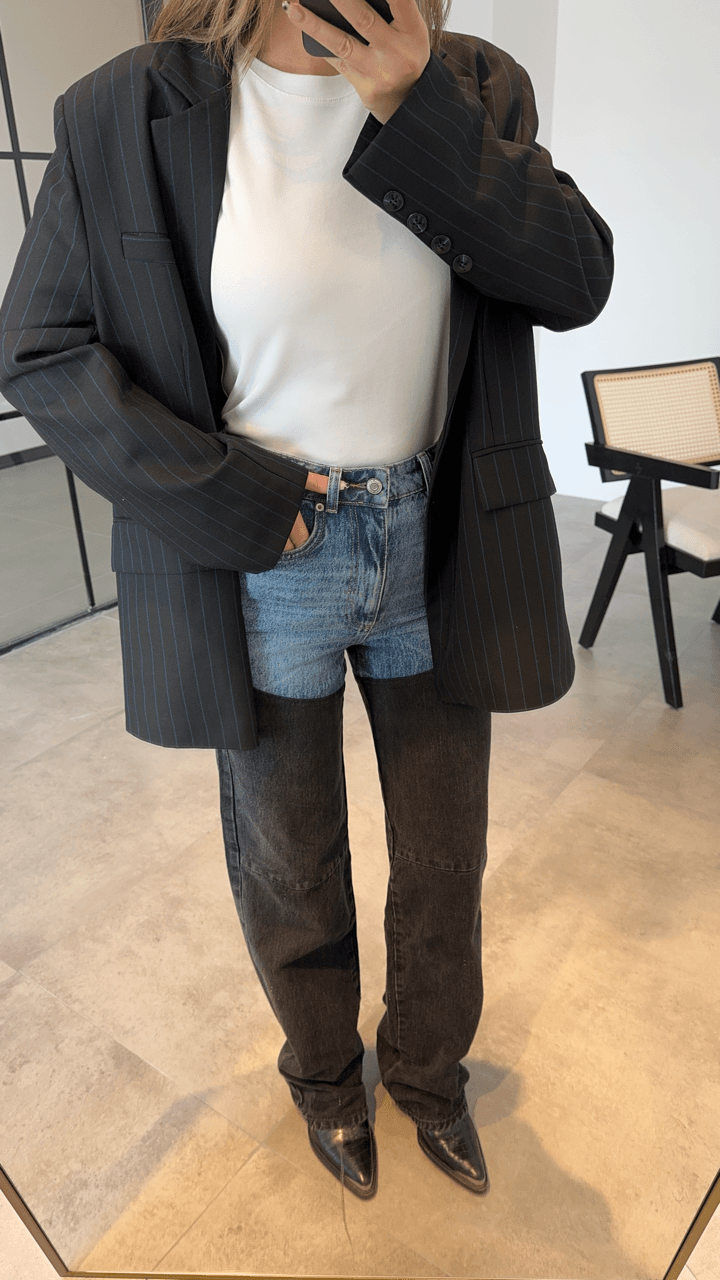 MAVİ FÜME PARÇALI JEAN