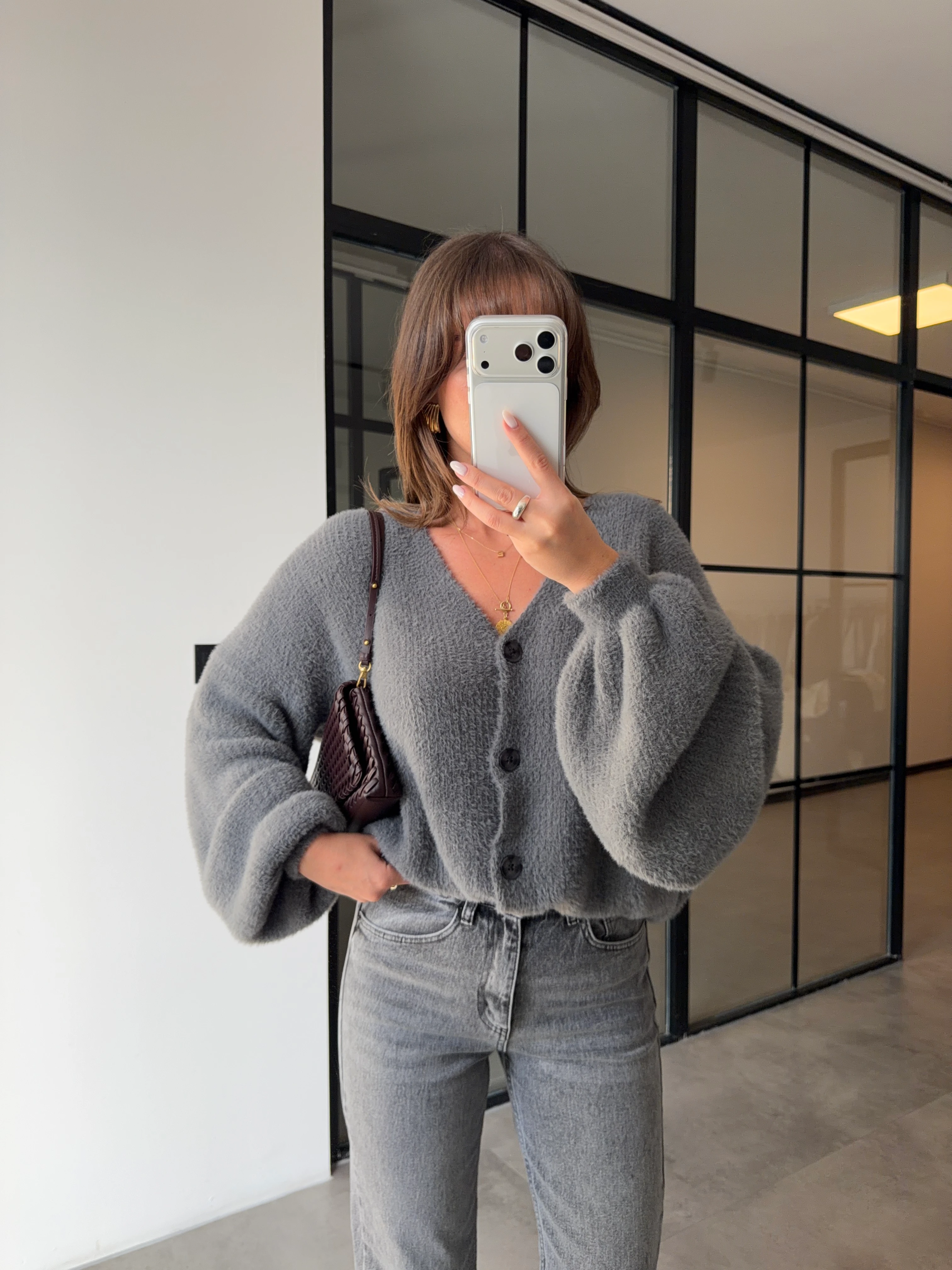 YUMOŞ DOKULU BALON KOL ANTRASİT HIRKA