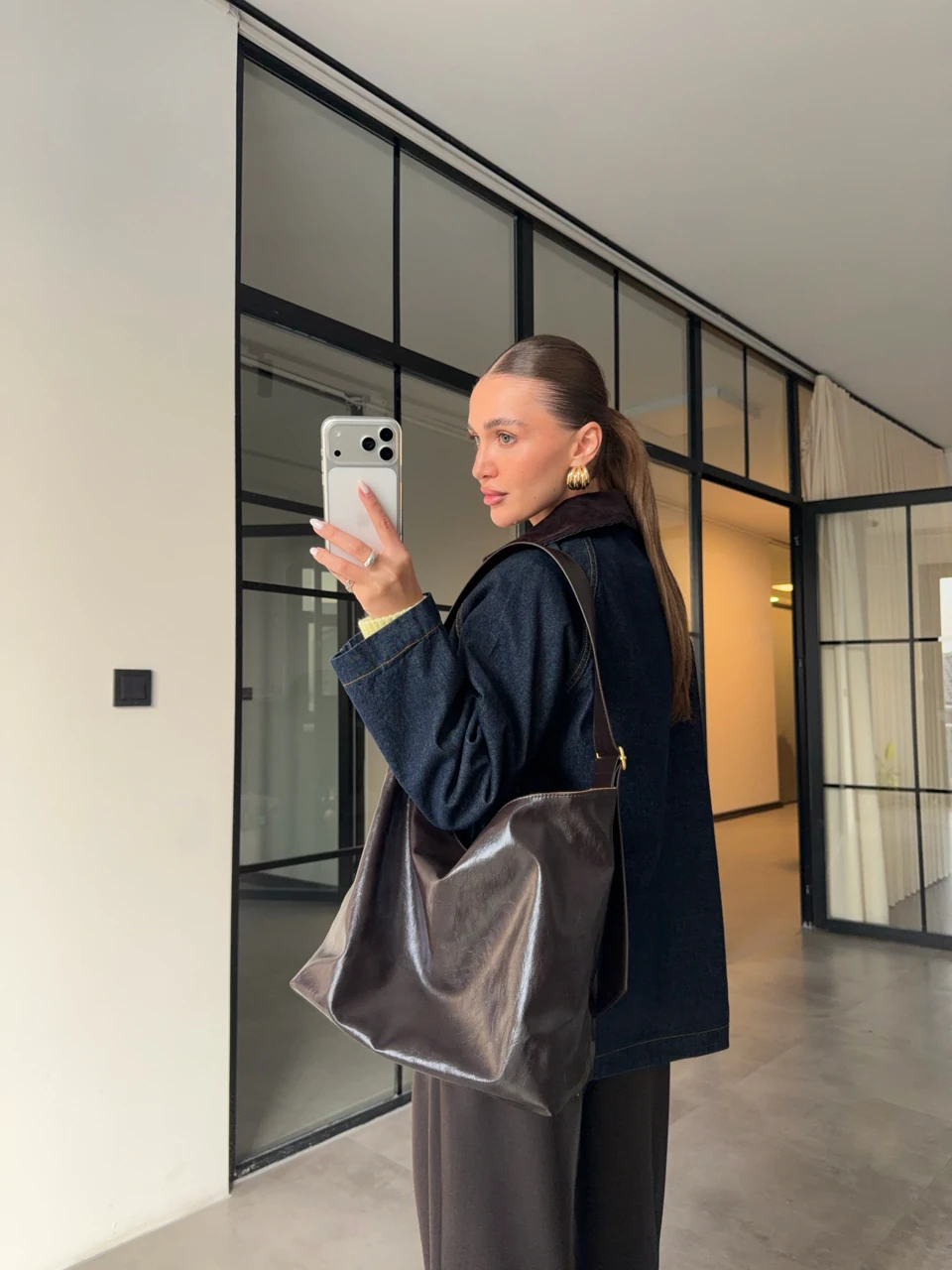 KADİFE YAKALI EKOSE ASTARLI DENİM CEKET