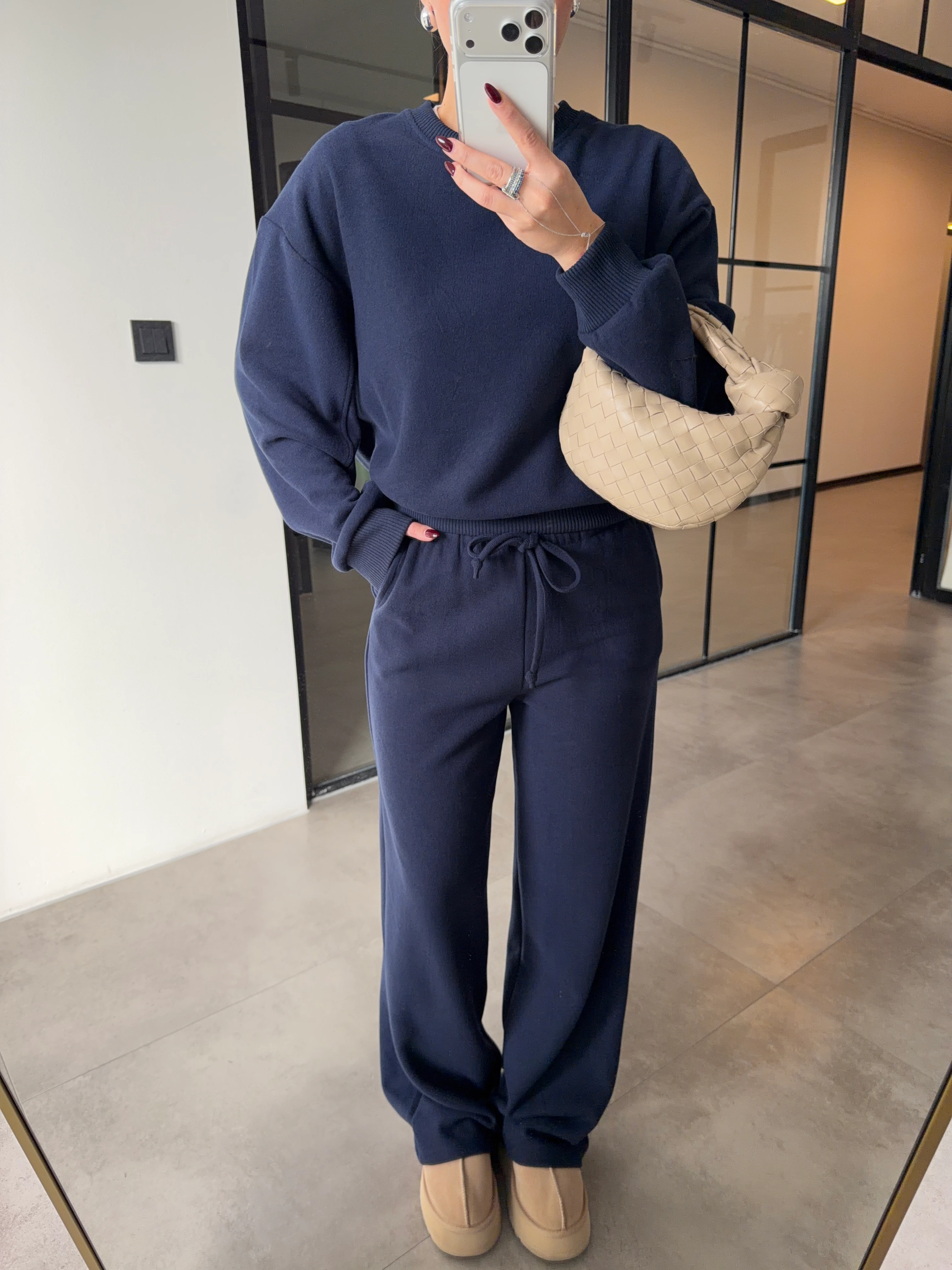 BİSİKLET YAKA LACİVERT SELANİK KUMAŞ TAKIM